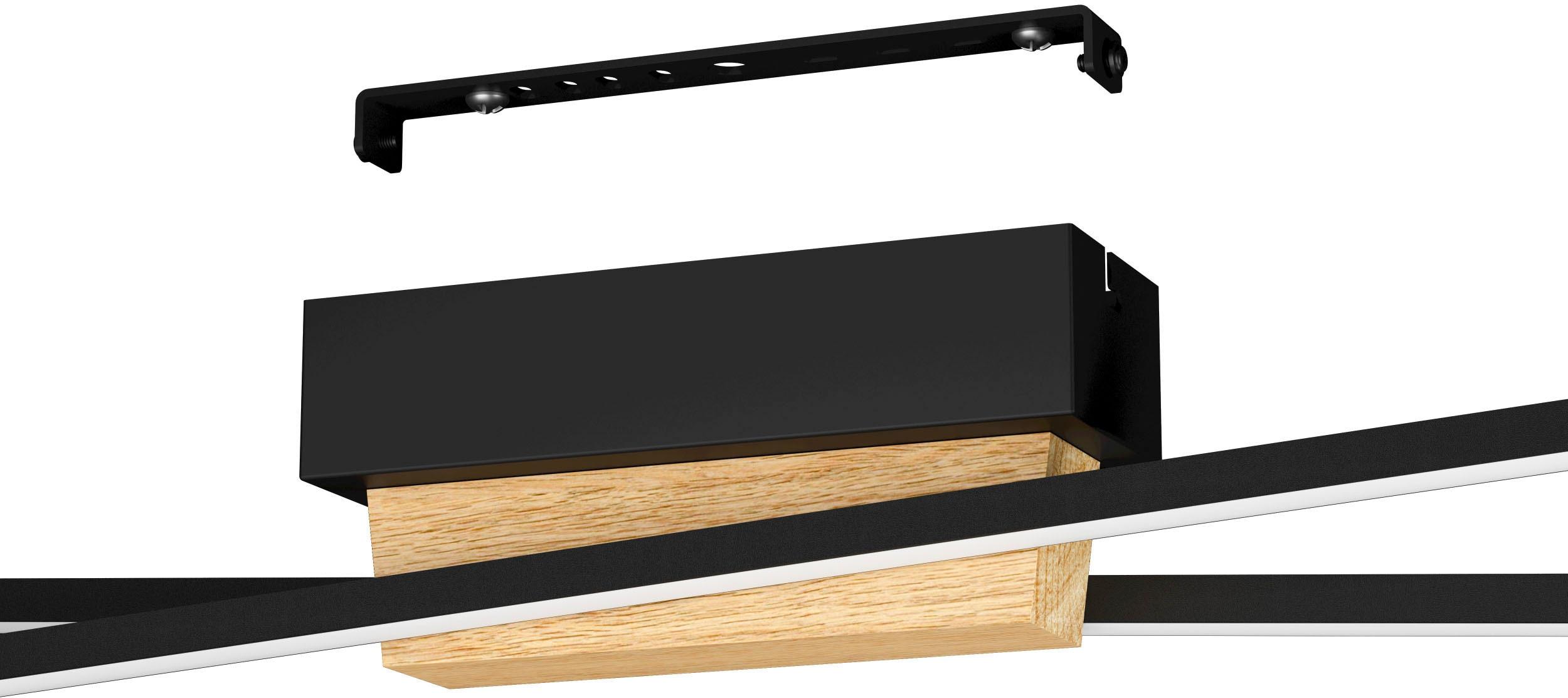 EGLO Deckenleuchte "PANAGRIA Deckenlampe, Alu, Stahl, Holz und Kunststoff, IP20, Lampe", braun (schwarz, braun), H: 11cm, 1 Stk., Leuchten, Wand-/Deck