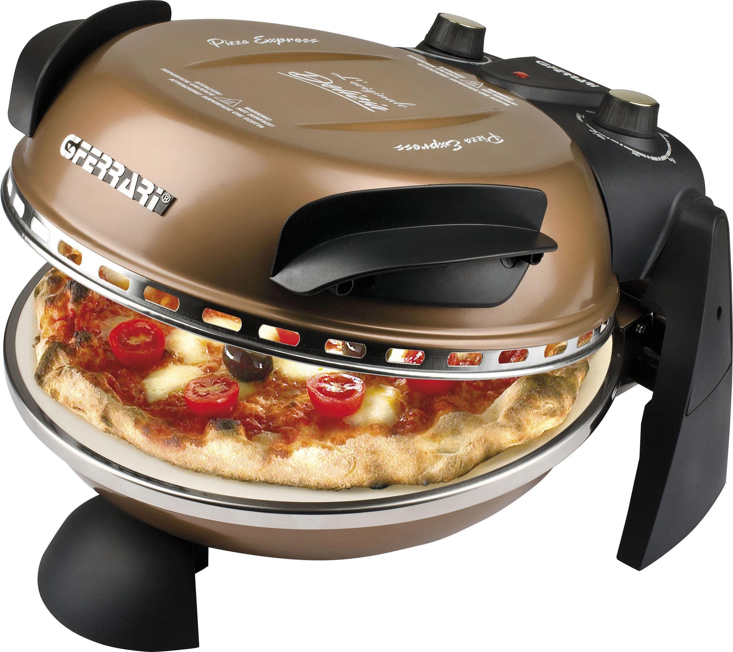 G3FERRARI Pizzaofen "Delizia G1000608 kupfer inkl. Pizzaschaufel + Rezeptheft", braun, B:33cm H:34,5cm T:21cm, Pizzaöfen, bis 400 C mit Pizzastein – d