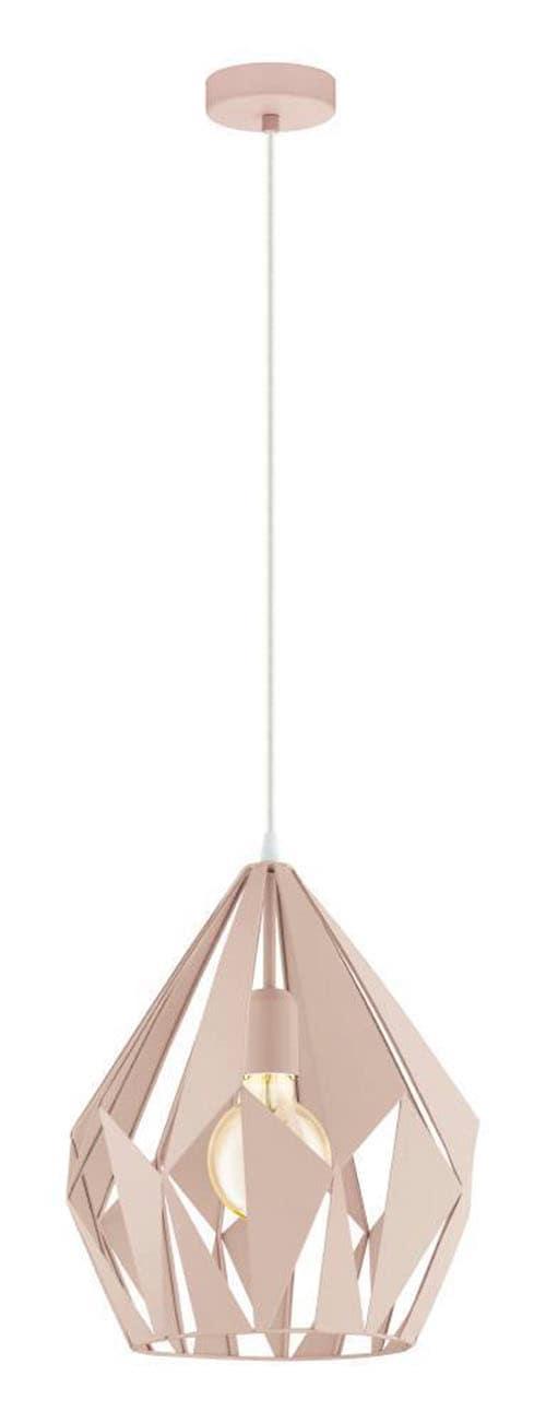 EGLO Hängeleuchte "CARLTON-P", rosa (pastell apricot), 1, Ø 31cm H: 150cm, 1 Stk., Leuchten, Vintage Pendelleuchte, Retro Hängelampe, Stahl, Pastell a
