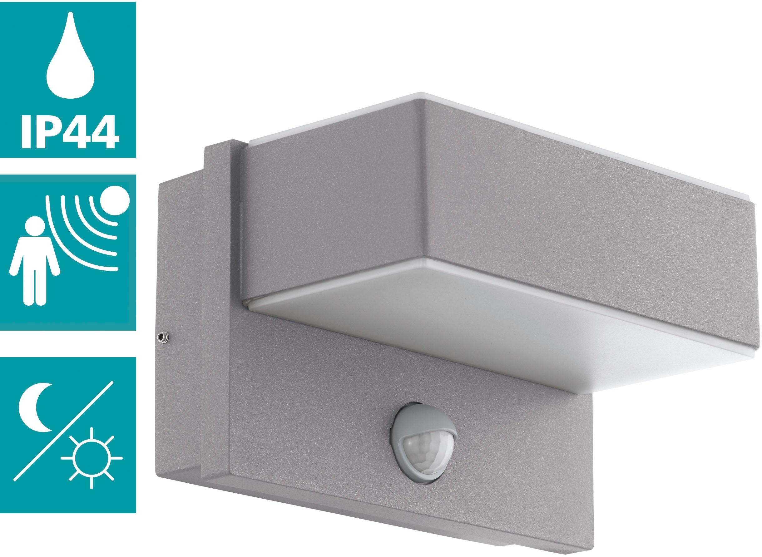 LED Außen-Wandleuchte EGLO "AZZINANO", silber (silberfarben), B:18,5cm H:11,5cm T:12,5cm, Leuchten, LED Außen-Wandleuchte, 6M Reichweite, Licht nach o