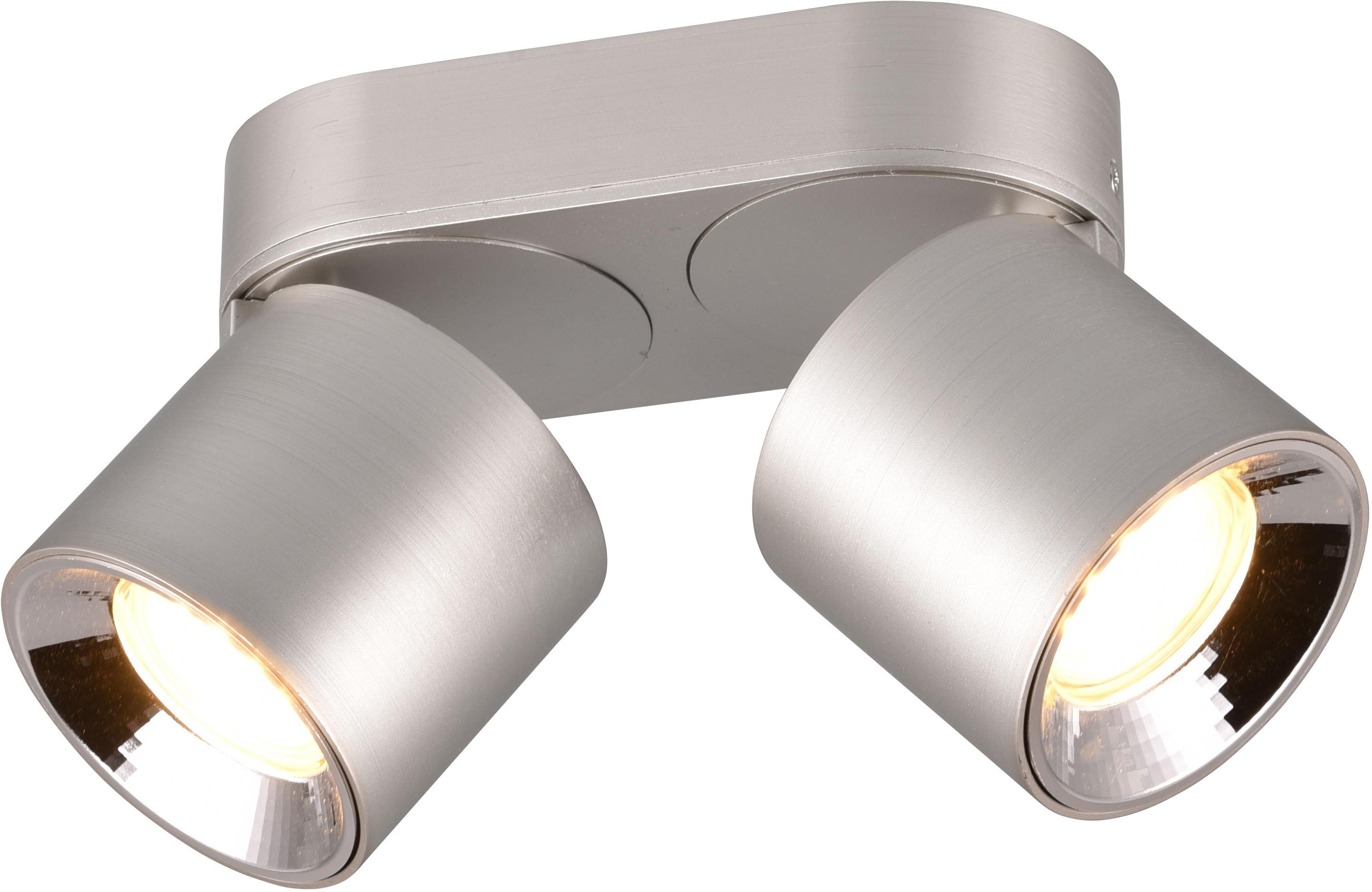 TRIO LEUCHTEN Deckenleuchte "GUAYANA, Deckenspot 2-flammig exkl 2x GU10 max 10W Spot verstellbar", grau (nickel), 2, H: 12cm, 1 Stk., Leuchten, als Au