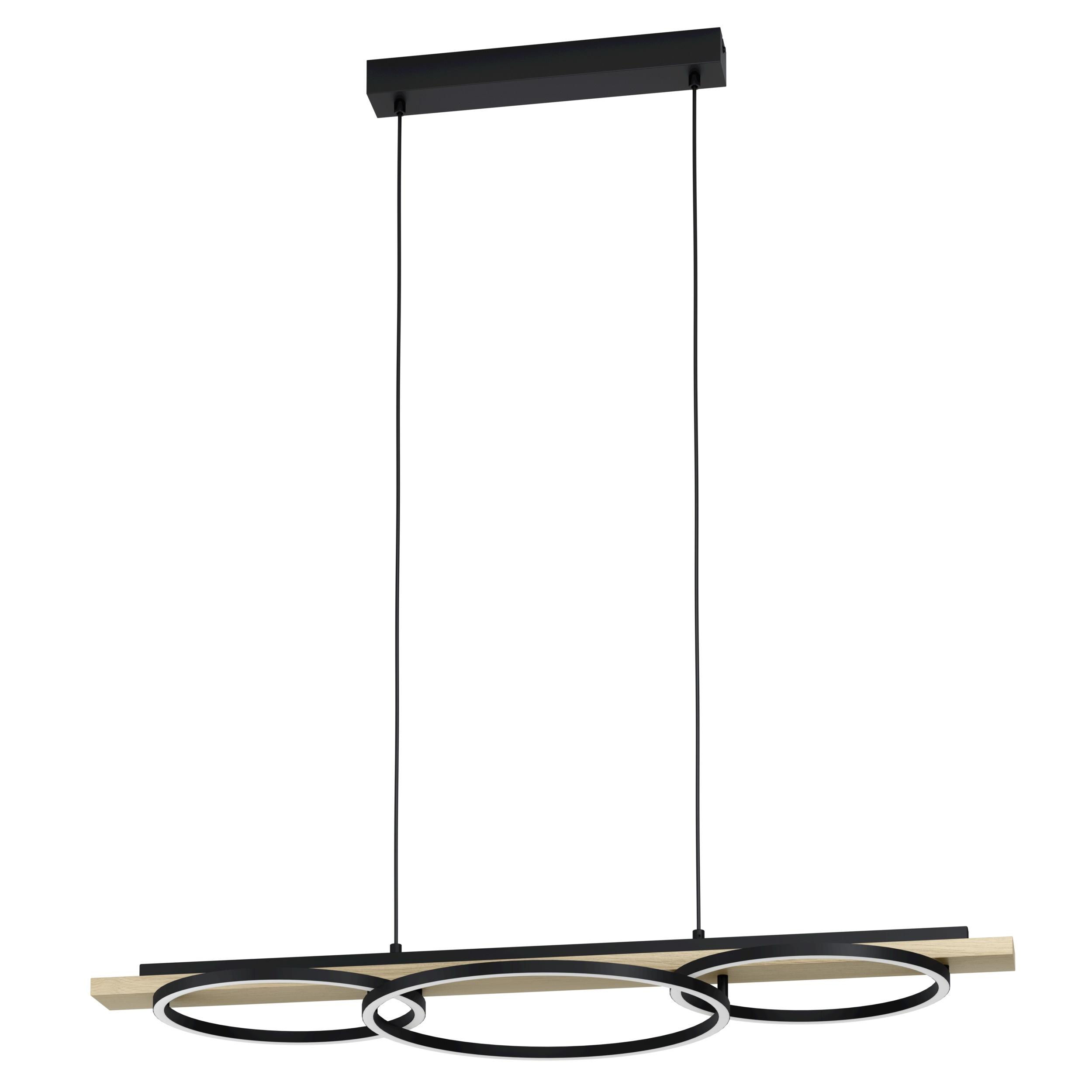 EGLO Hängeleuchte "BOYAL Pendellampe - Stahl, Holz - LED;LED - 2X12,5W;1X15,5W - IP20", schwarz, braun, 3, H: 110cm, 1 Stk., Leuchten, Hängelampe, Dec