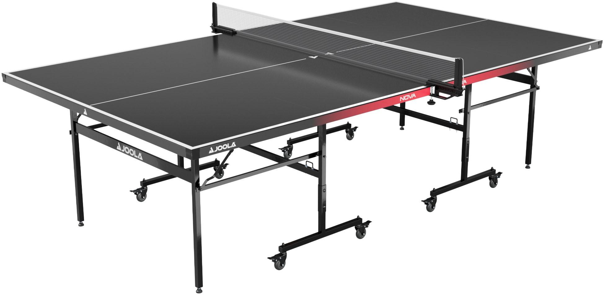 Tischtennisplatte JOOLA "Outdoor Nova 100A", schwarz (schwarz, rot), TischtennisplattenB:76cm H:152,5cm L:274cm, wetterfest, klappbares Untergestell,