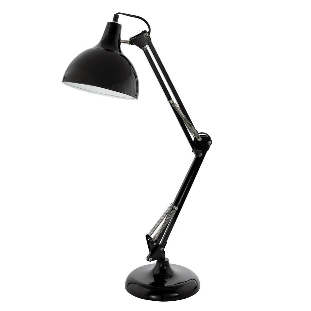 EGLO Tischleuchte "BORGILLIO", schwarz, 1, Ø 19cm H: 80cm, 1 Stk., Leuchten, Vintage Schreibtischlampe aus Stahl, E27, inkl. Schalter, Tischleuchte