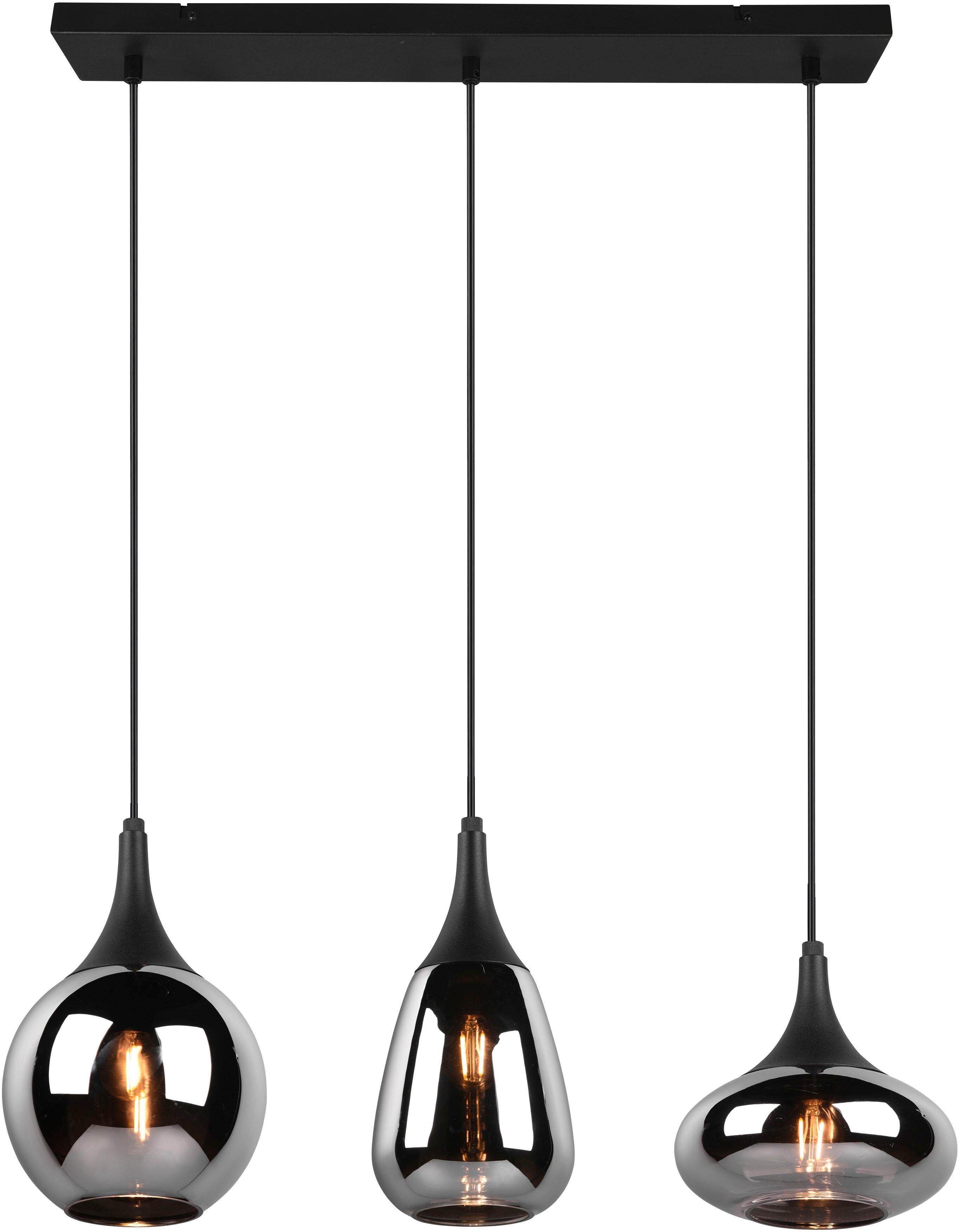 TRIO LEUCHTEN Pendelleuchte "Lumina", schwarz (schwarz matt), 3, H: 150cm, 1 Stk., Leuchten, Hängelampe 3-flammig Glasschirm, exkl 3xE14 max 40W höhen