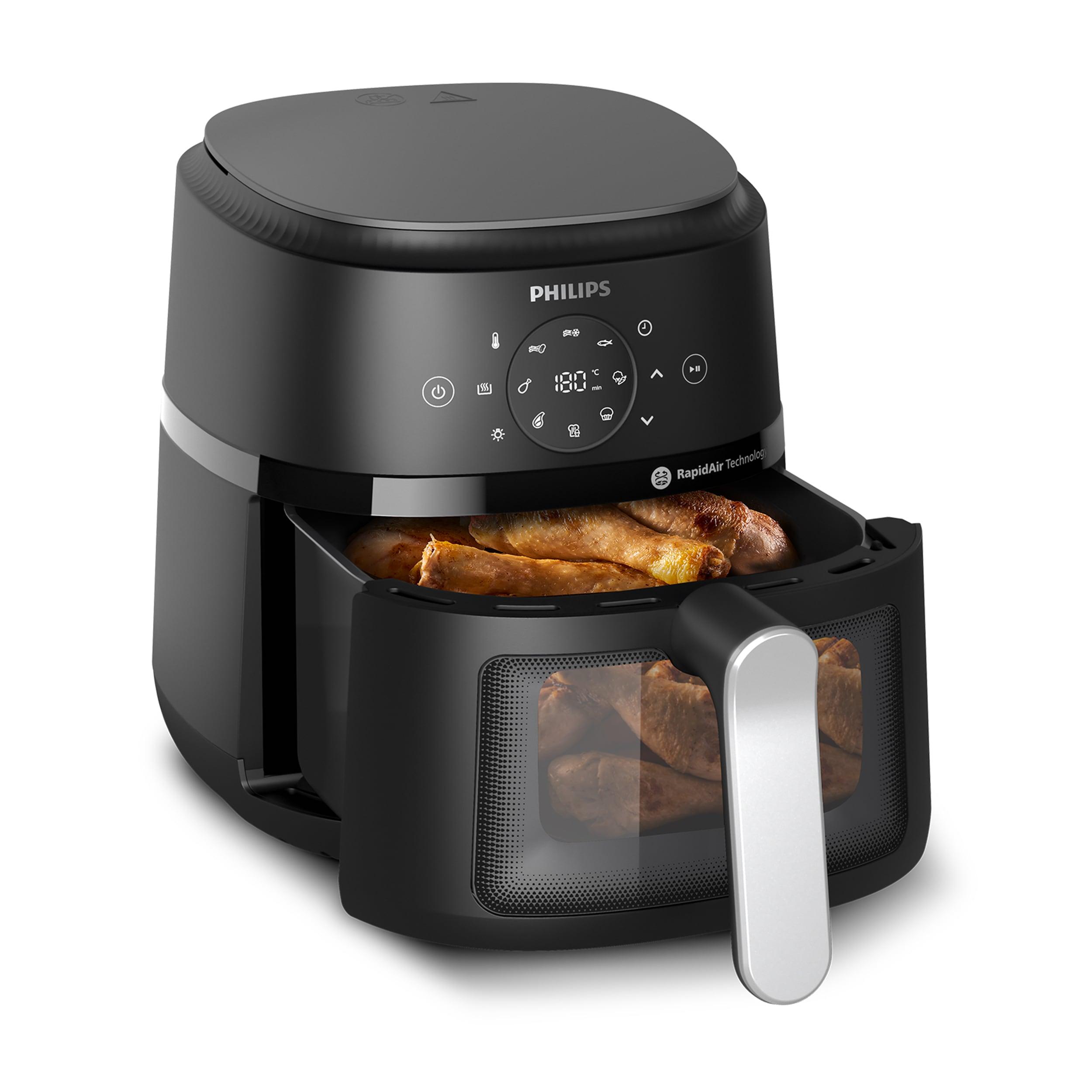 PHILIPS Heißluftfritteuse "Airfryer 2000 NA221/00, mit 4.2L, Sichtfenster", schwarz (schwarz, silber), B:27,3cm H:29,3cm T:36,8cm, Fritteusen, RapidAi