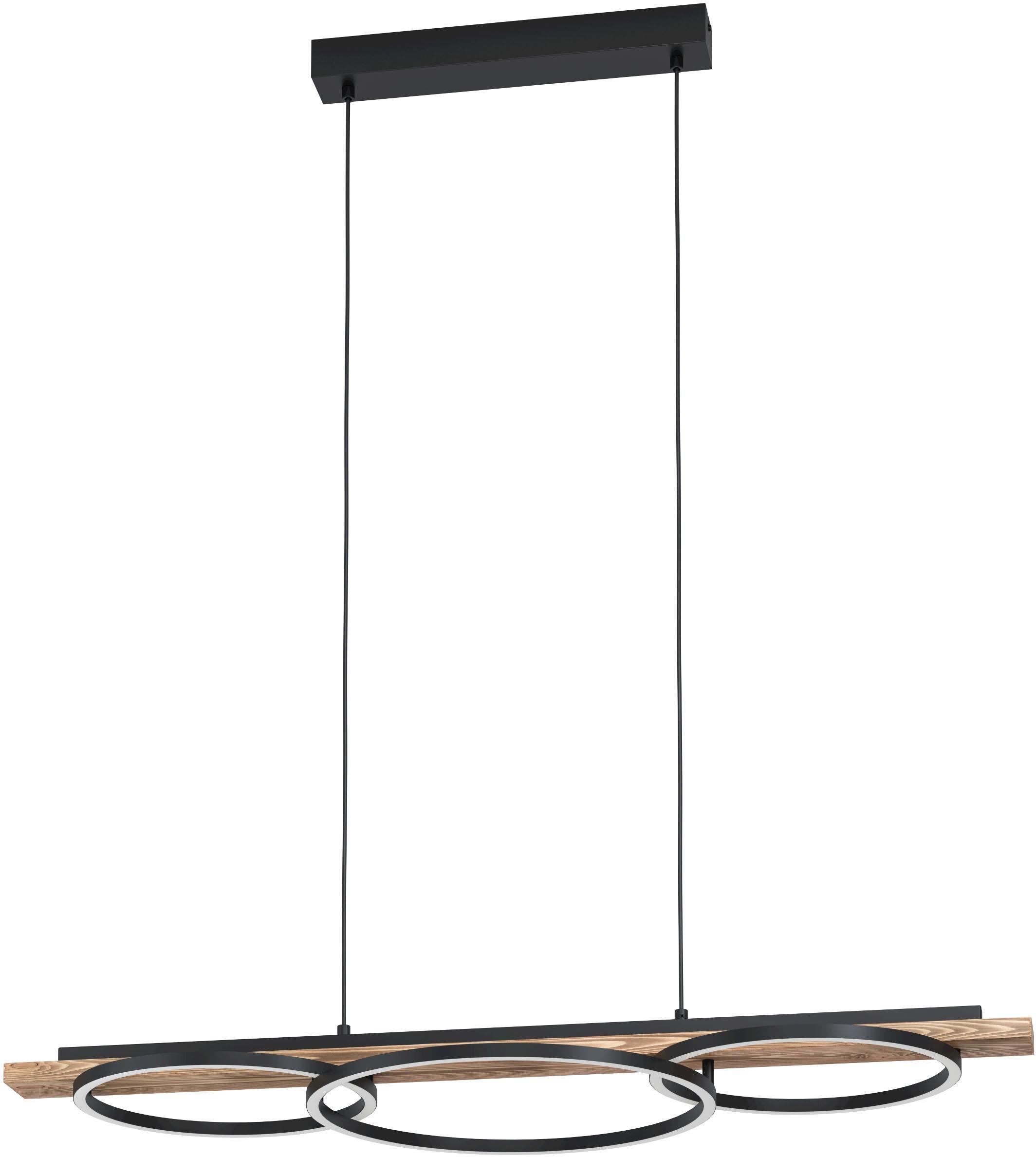 EGLO Hängeleuchte "BOYAL", schwarz, H: 110cm, 1 Stk., Leuchten, 110 x 40 x 101 cm, Pinienholz-Balken, per Wand-Drehdimmer dimmbar, Hängeleuchte