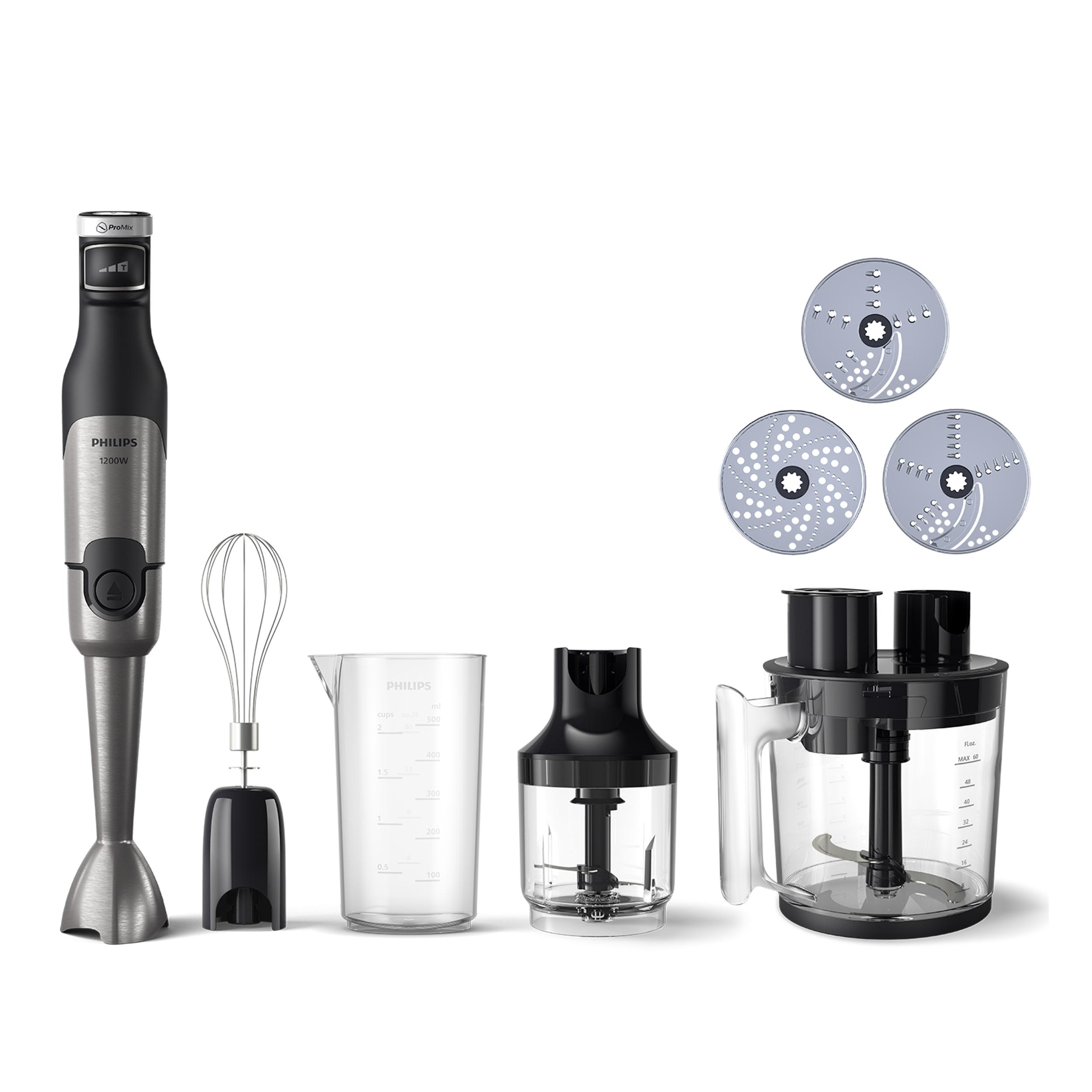 PHILIPS Stabmixer "HR2685/00 5000 Series, mit ProMix-Technologie, Becher", schwarz (schwarz, edelstahl), B:4cm H:22cm T:7cm, Mixer, Schneebesen, Foodp