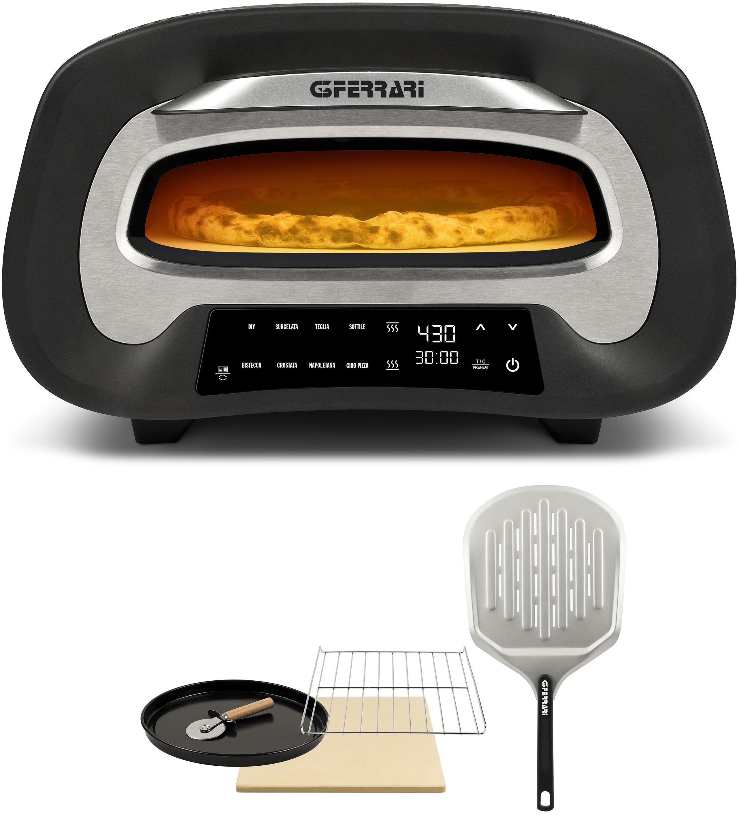 G3FERRARI Pizzaofen "G'10186 G3Ferrari bis 430 C - Pizza in 120 Sek., DIY- Programm", schwarz, B:50cm H:28,5cm T:46cm, Pizzaöfen, viele Programme+Zube
