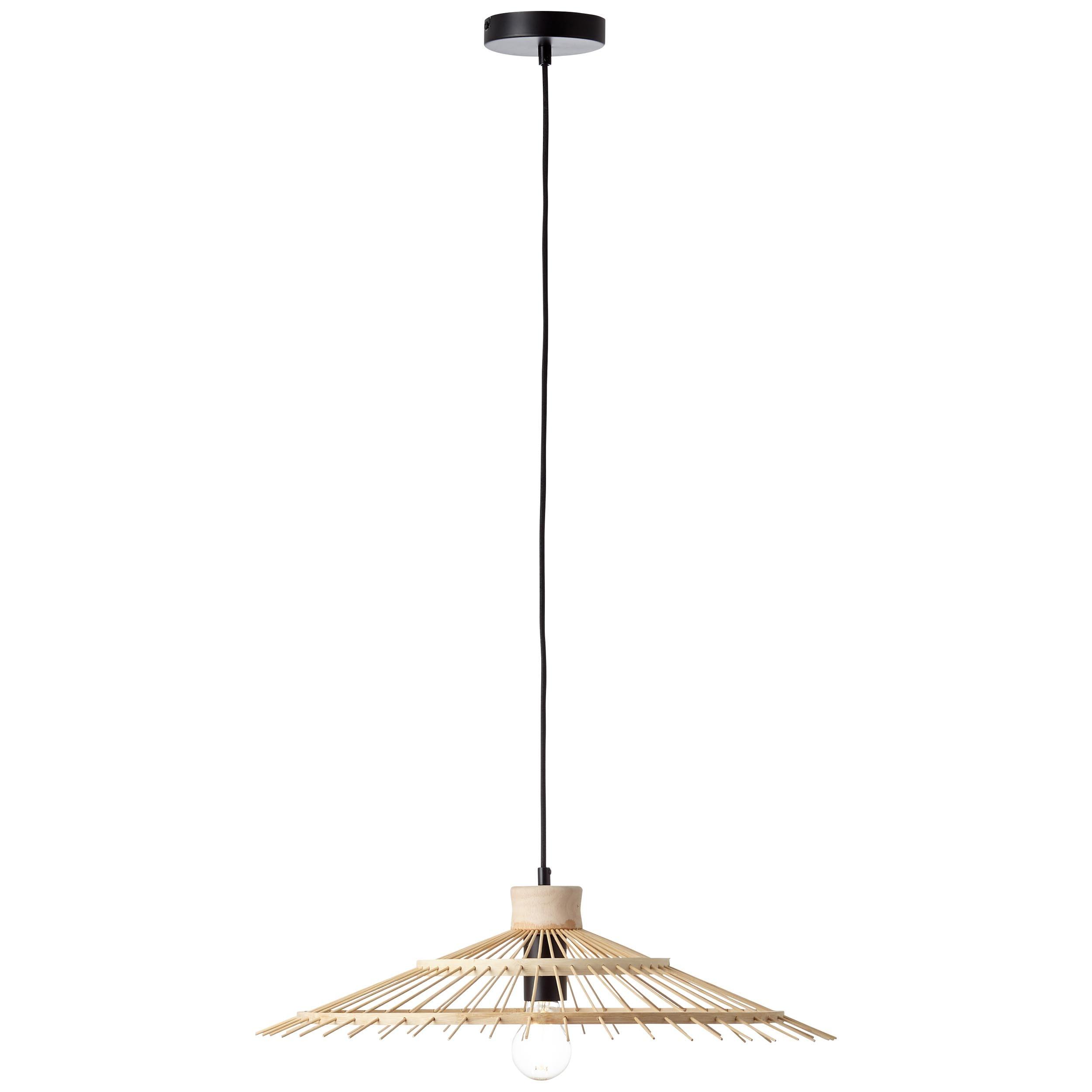 BRILLIANT Pendelleuchte "Pirae", schwarz (schwarz, natur), 1, Ø 57,5cm H: 100cm, 1 Stk., Leuchten, Hängelampe 1flg schwarz/natur, Pendelleuchte
