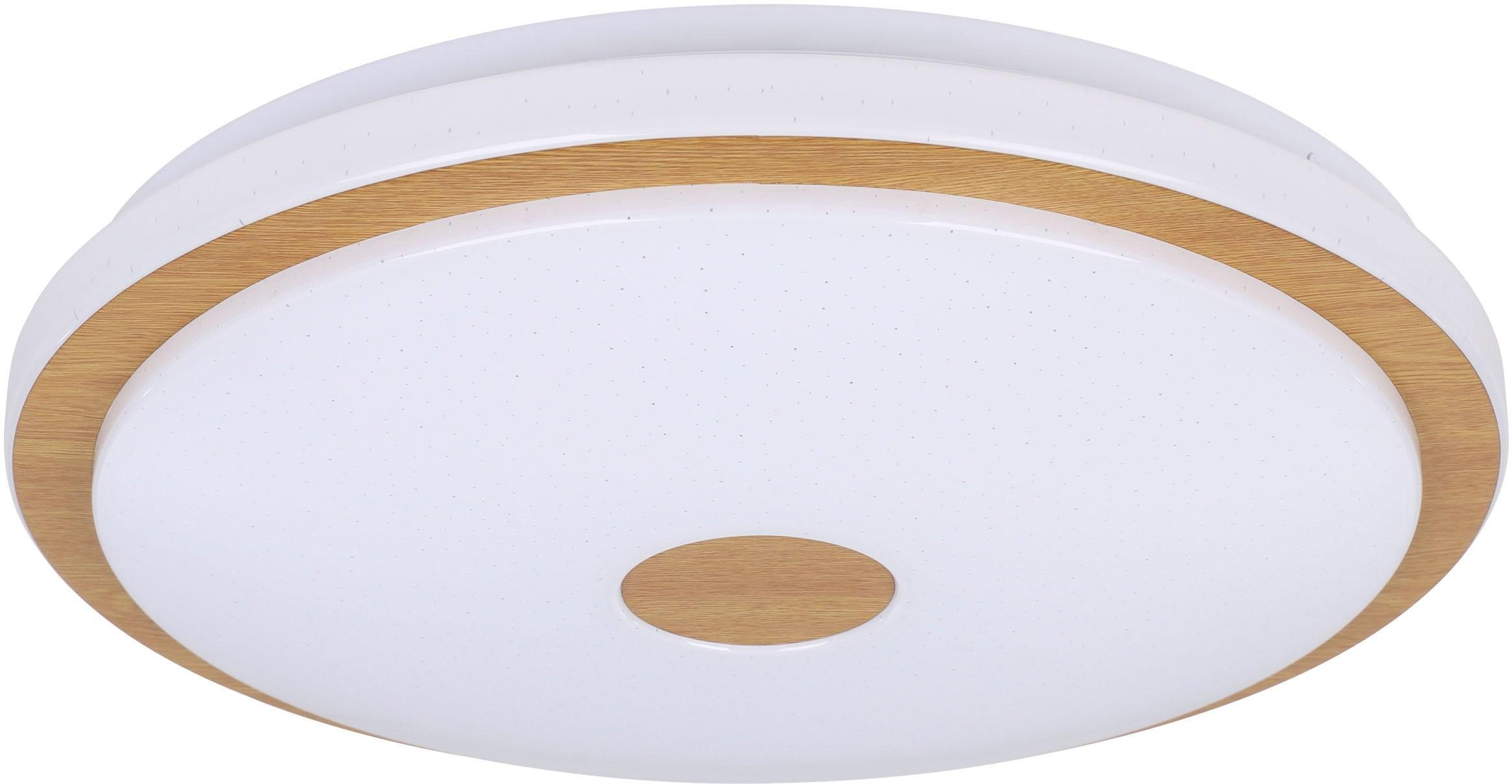 EGLO Deckenleuchte "LANCIANO 1", braun (weiß, braun), Ø 38cm H: 7cm, 1 Stk., Leuchten, Deckenleuchte in weiß und braun aus Stahl, Holz - 24W, Deckenle