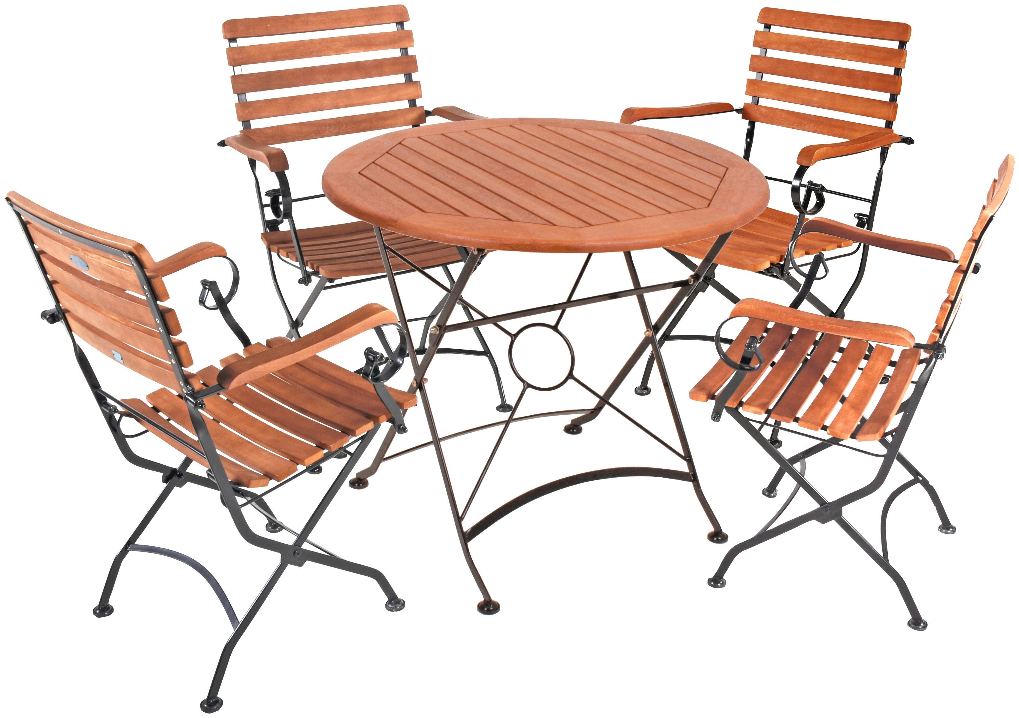 Garten-Essgruppe GARDEN PLEASURE "WIEN", braun (braun, braun, schwarz), B:180cm H:89cm T:180cm, FSC-zertifiziertes Massivholz, Stahl, Sitzmöbel-Sets, 
