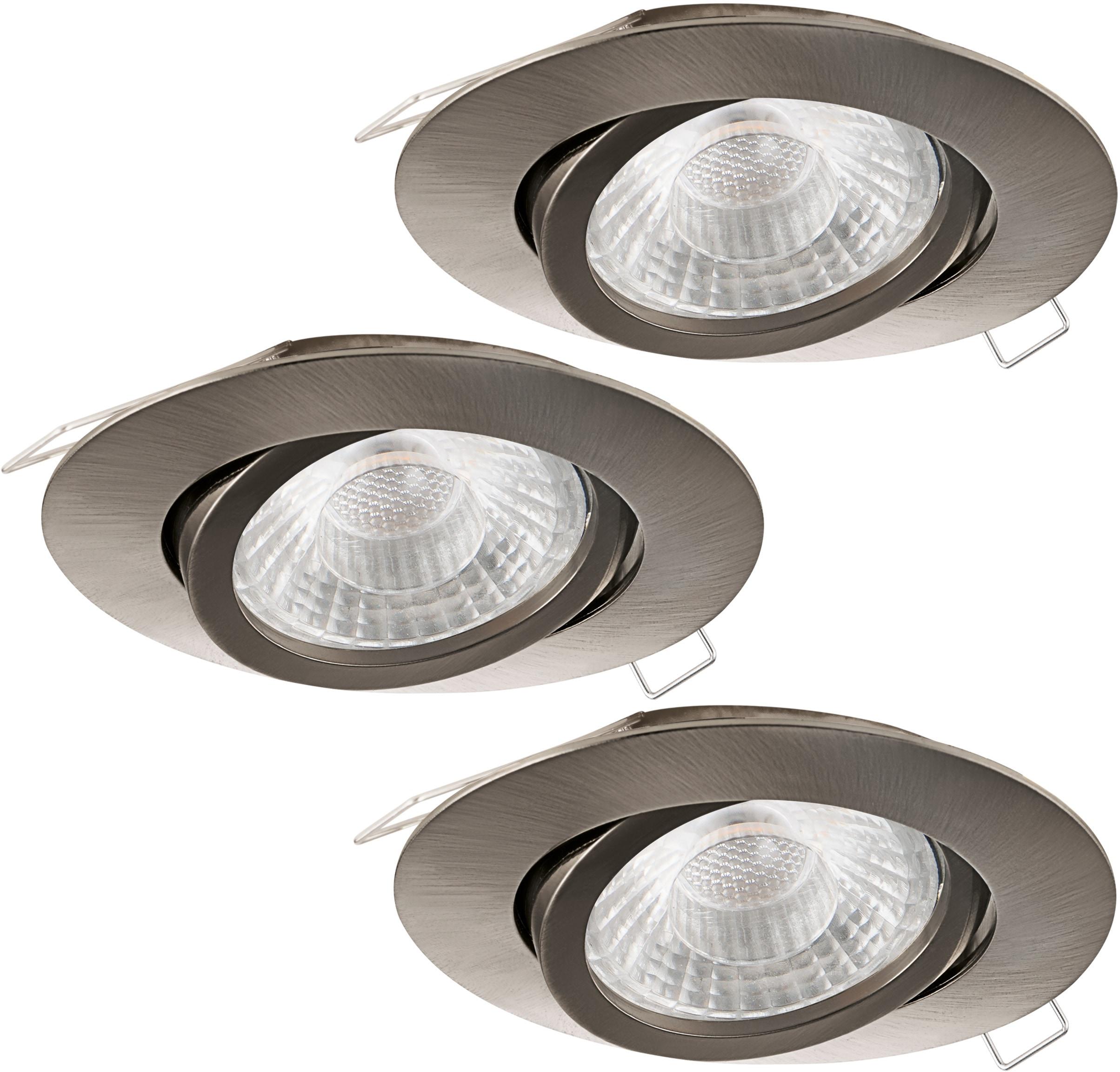 EGLO LED Einbauleuchte "TEDO1", grau (nickelfarben), 3, Ø 8cm H: 11,5cm, 3 Stk., Leuchten, LED Einbauleuchte