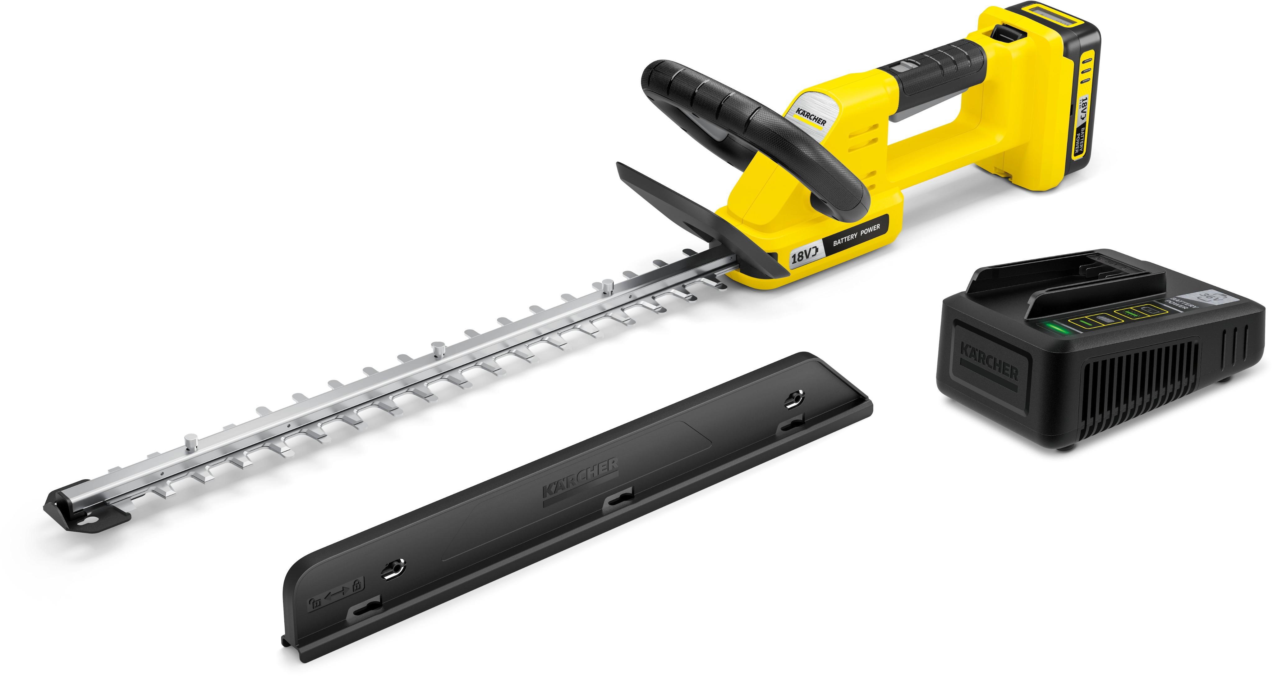 Akku-Heckenschere KÄRCHER “HGE 3-18 BATTERY SET *EU”, gelb, Gartenscheren-Maschinen