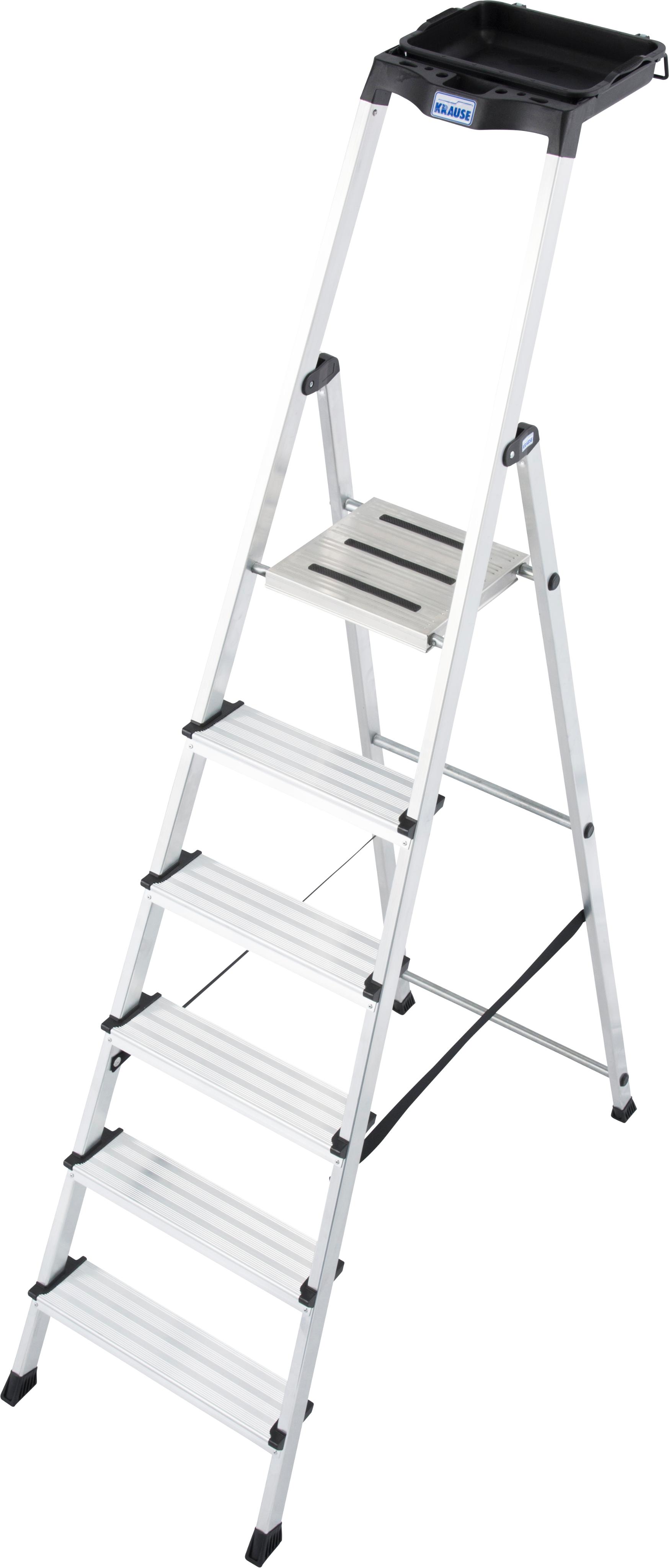 Stehleiter KRAUSE "Secury", silber (silberfarben), H:210cm, Aluminium, Leitern
