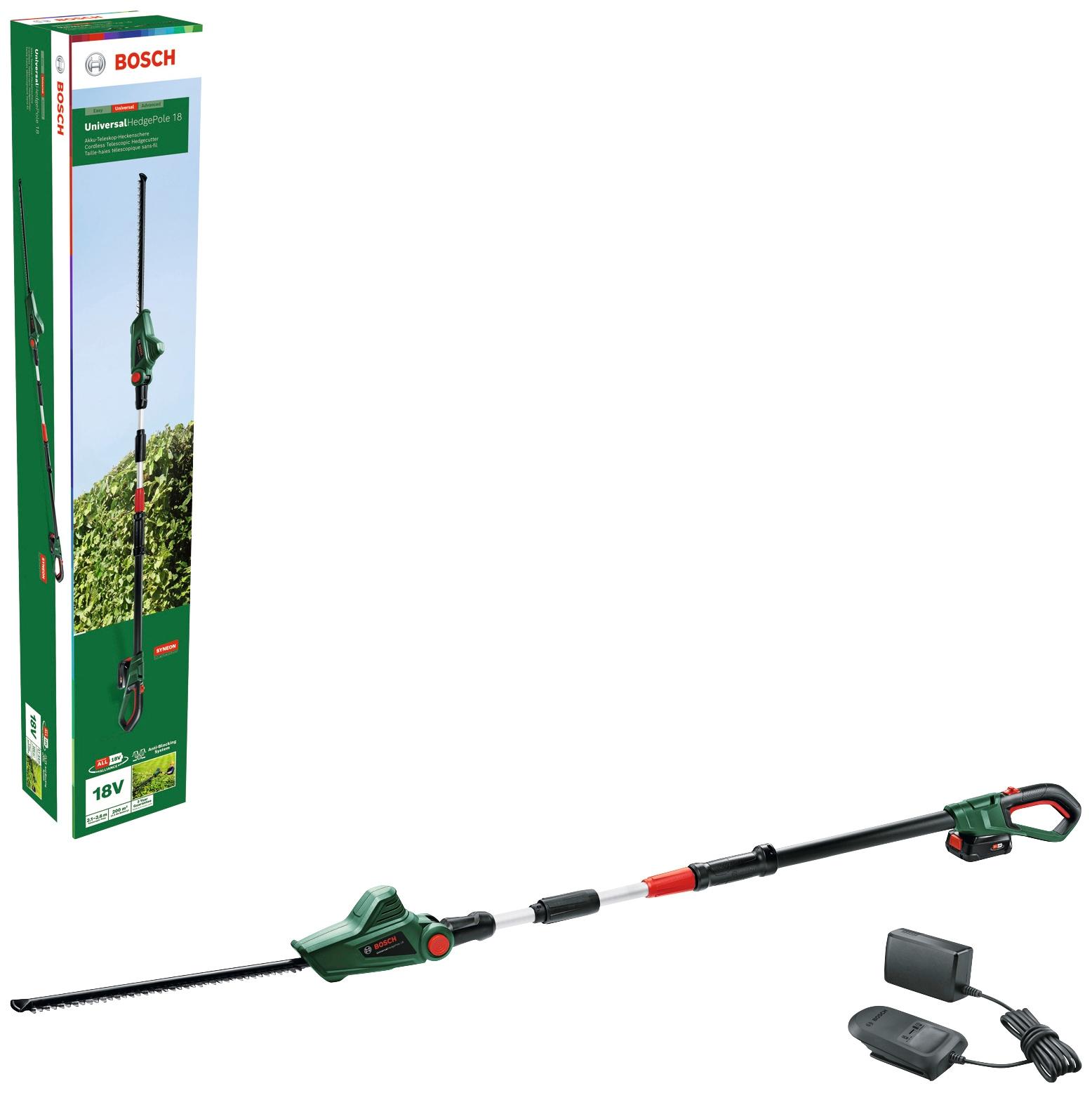 Akku-Heckenschere BOSCH HOME & GARDEN “UniversalHedgePole 18”, grün, Gartenscheren-Maschinen, 43 cm Schnittlänge, mit Akku und Ladegerät