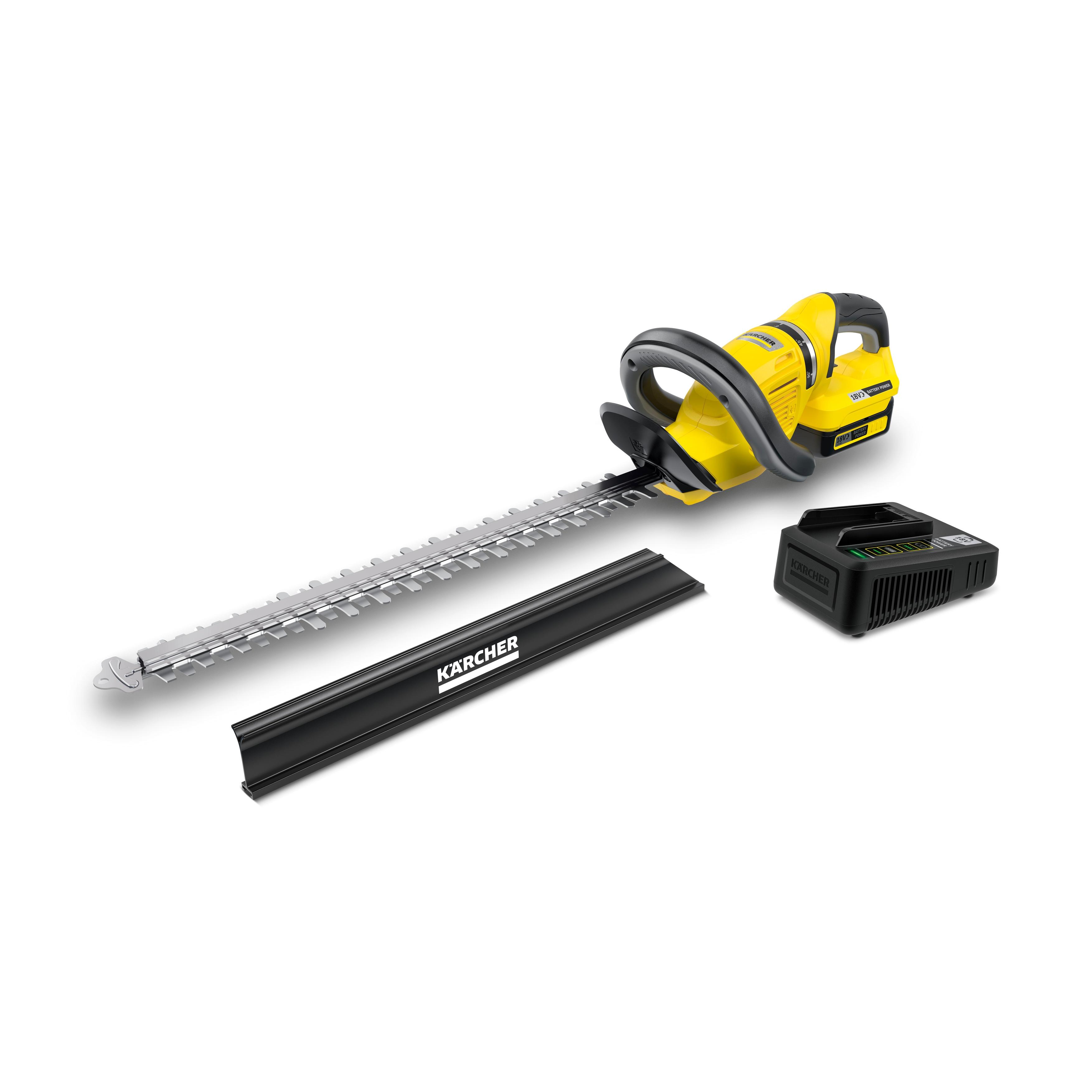 Akku-Heckenschere KÄRCHER “HGE 18-50 BATTERY SET”, gelb, Gartenscheren-Maschinen, inkl. Akku und Ladegerät