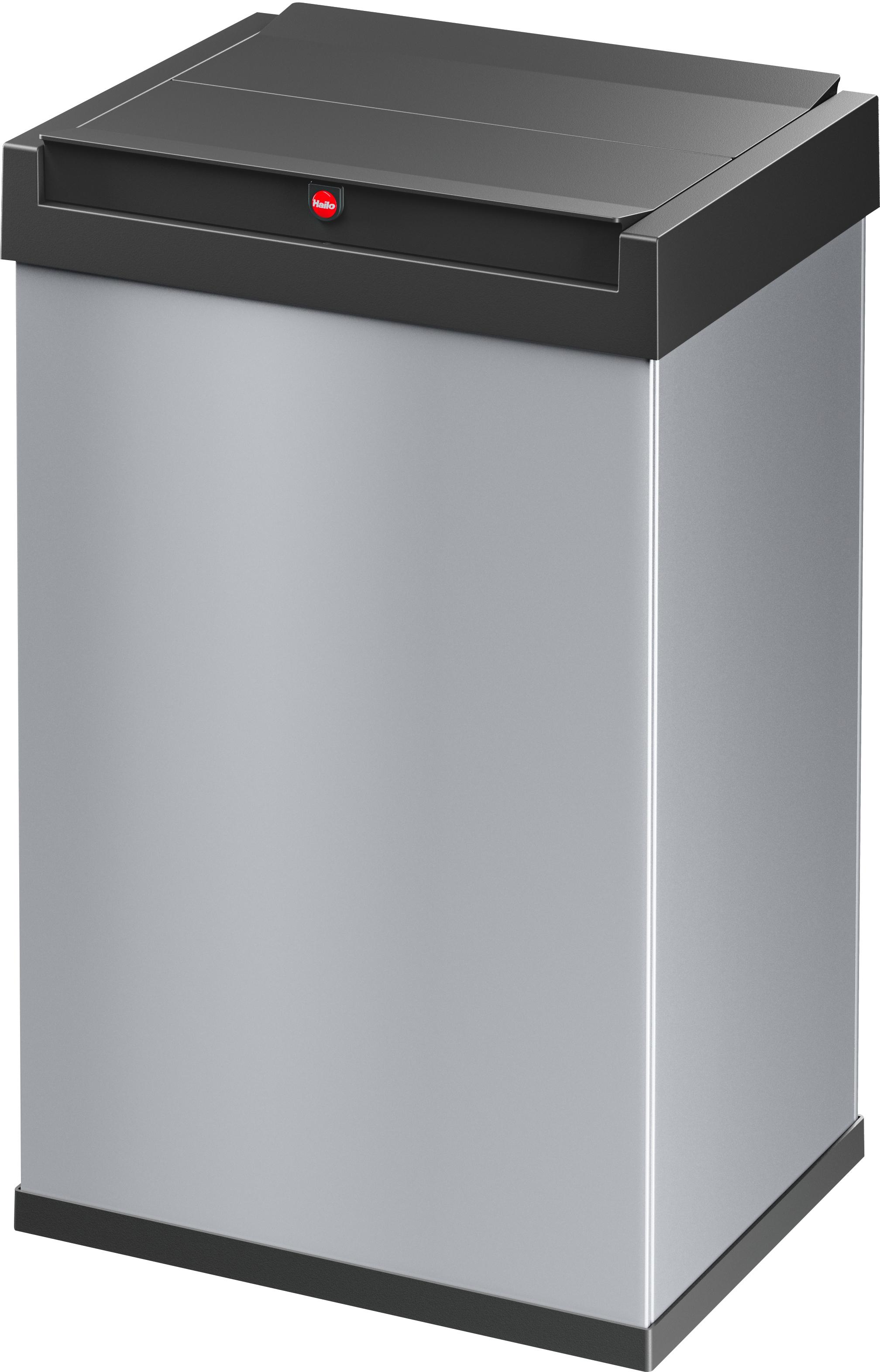 Mülleimer HAILO "Big-Box Swing L", grau (aluminiumfarben, schwarz), B:35cm H:54,5cm T:26cm, Metall, Mülleimer, Mülleimer, 35 Liter, Stahlblech, Abfall