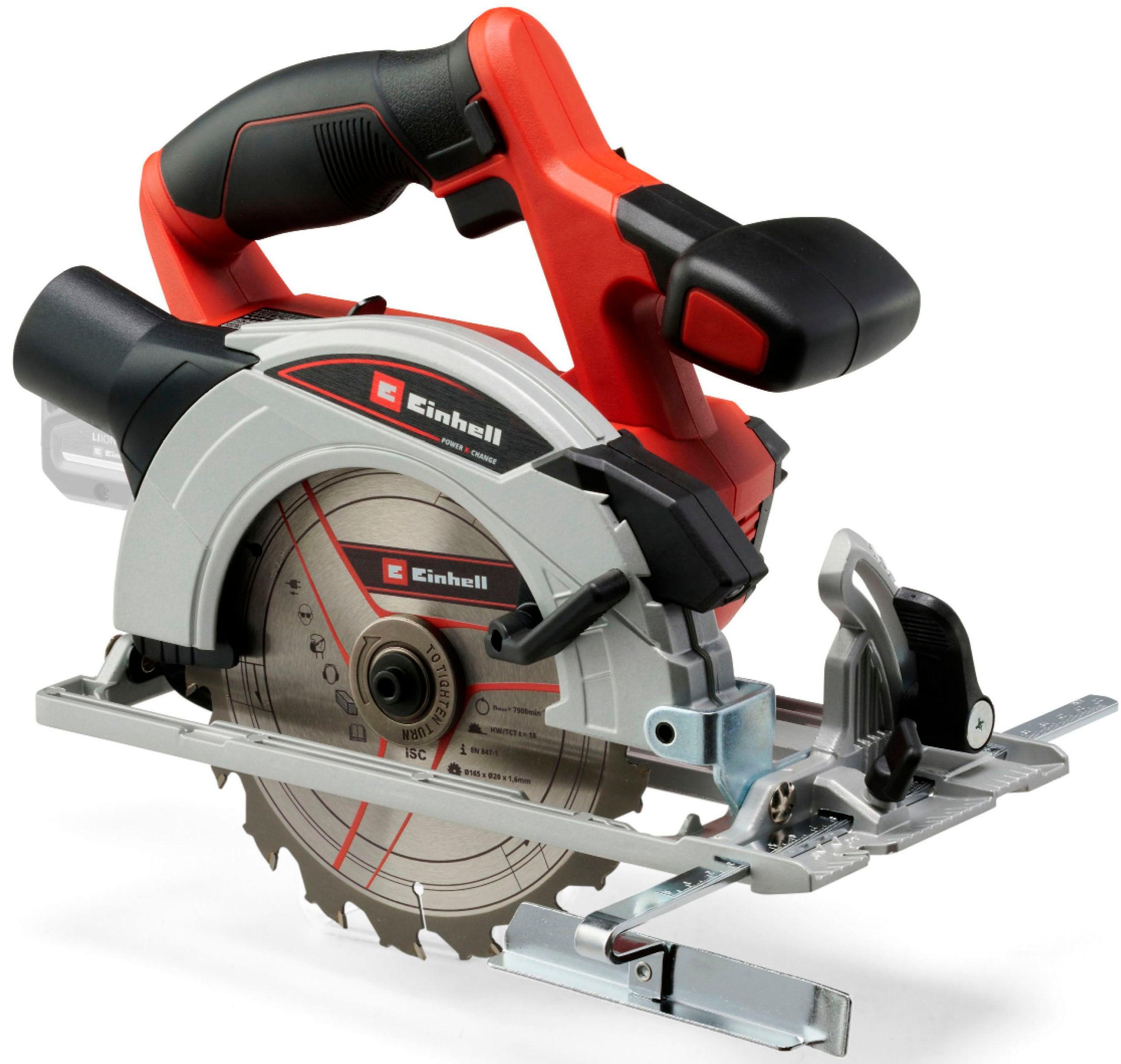 Akku-Handkreissäge EINHELL "TE-CS 18/165-1 Li - Solo", rot (rot, silber, schwarz), B:17,5mm H:26,5mm L:31mm, Sägemaschinen, Power X-Change, ohne Akku 