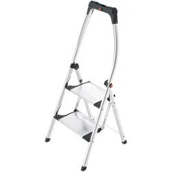 Klapptritt HAILO "Trittleiter - K100 TopLine, aus Aluminuim und Kunststoff", grau (aluminiumfarben, schwarz), B:52cm H:127cm L:13cm, Aluminium, Kunsts