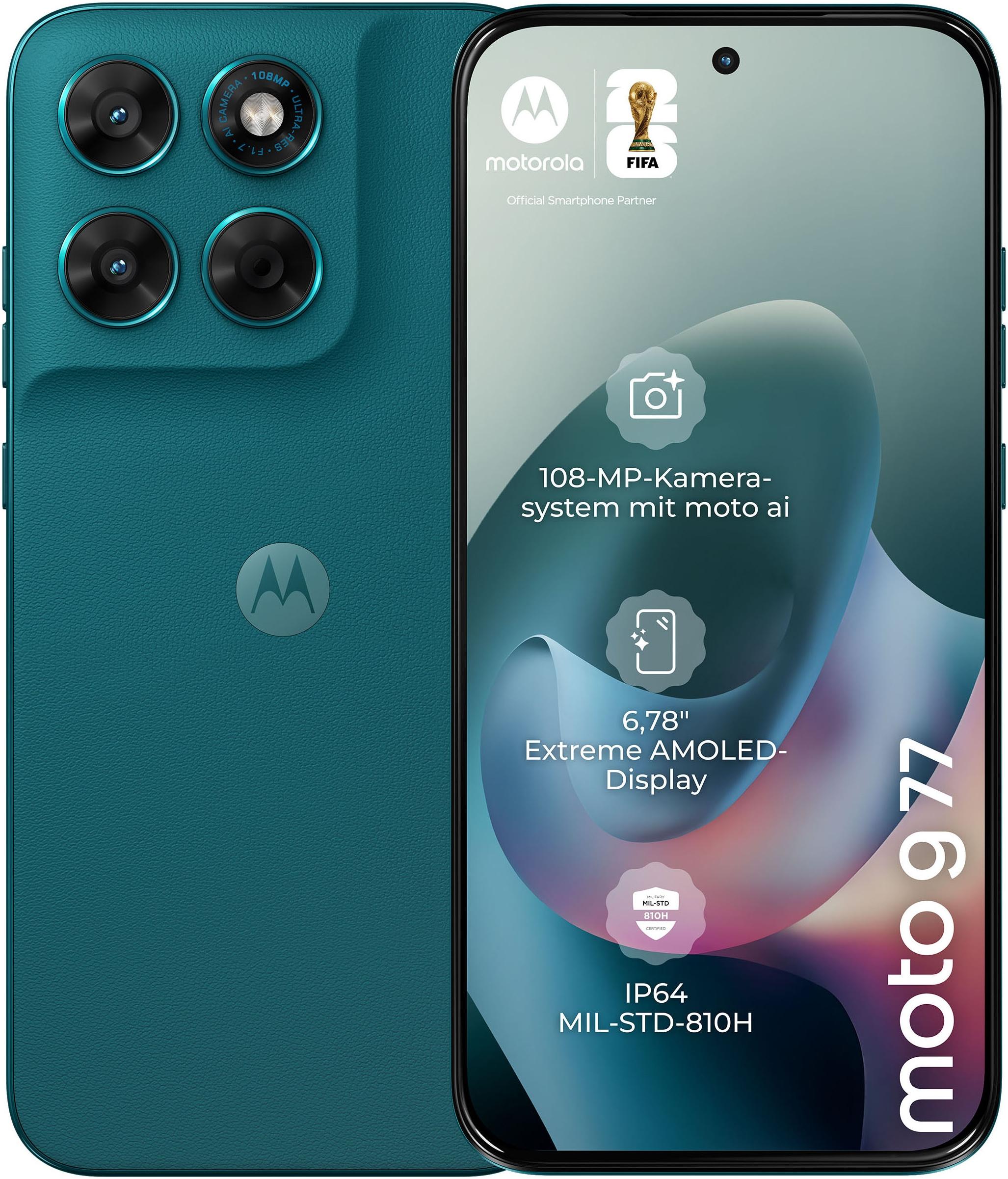 MOTOROLA Smartphone "moto g77 256GB", Energieeffizienz: A, pantone shaded spruce, 256 GB, Mobiltelefone, Smartphone