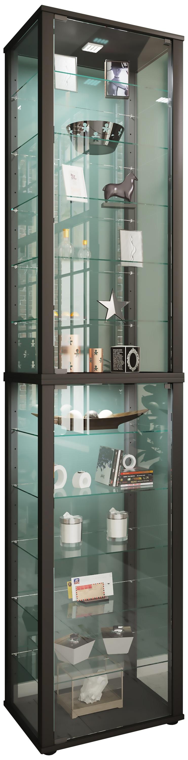 Standvitrine VCM "Holz Glas Stand Vitrine Sammelvitrine Kavisa XXL", schwarz, B:50cm T:38cm, Obermaterial: 100% Holz Wood., Schränke, Standvitrine