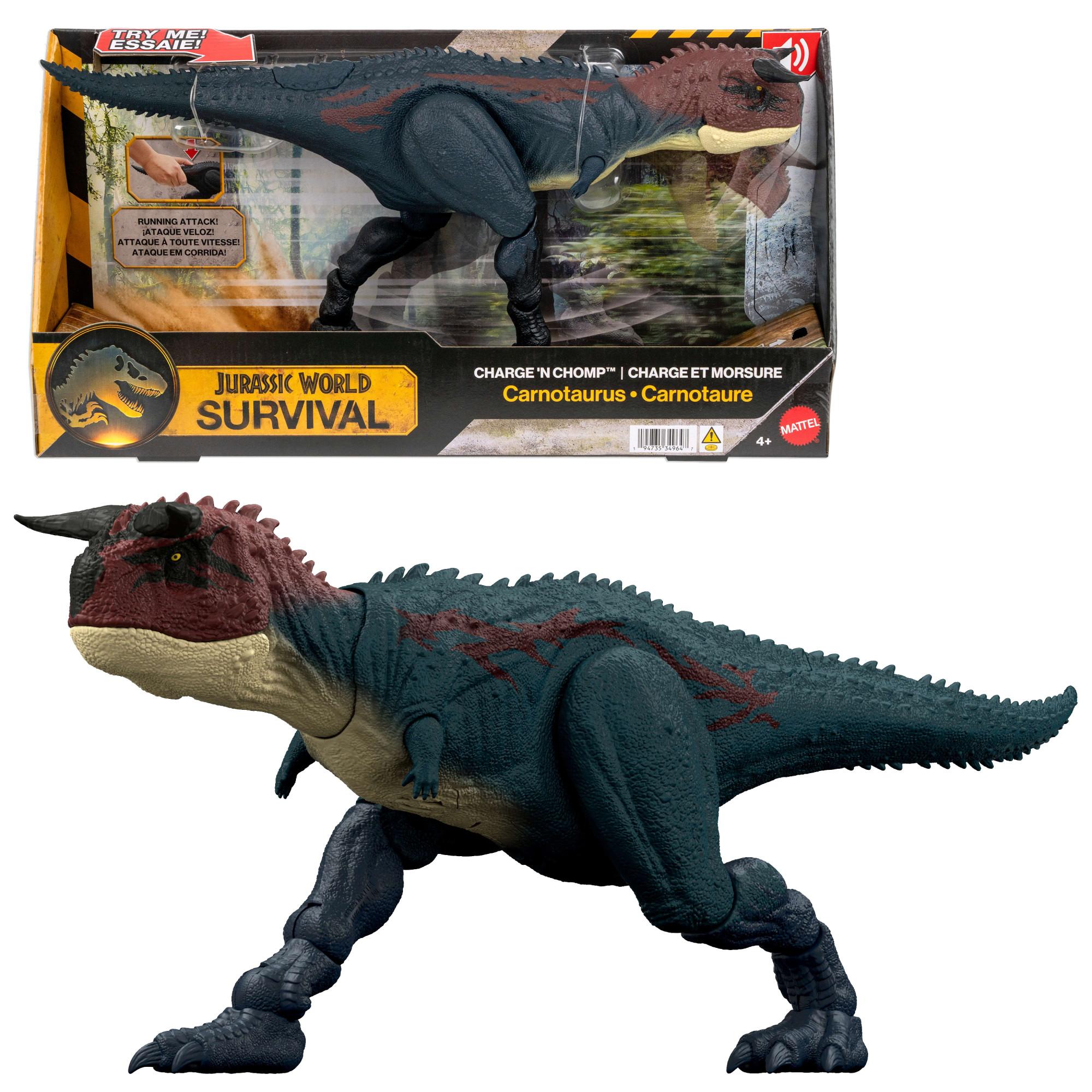 Actionfigur MATTEL "Jurassic World, Charge 'N Chomp Carnotaurus", bunt, Spielfiguren, Kinder, Kunststoff, Actionfigur, mit Beiß-Angriff und Brüllgeräu