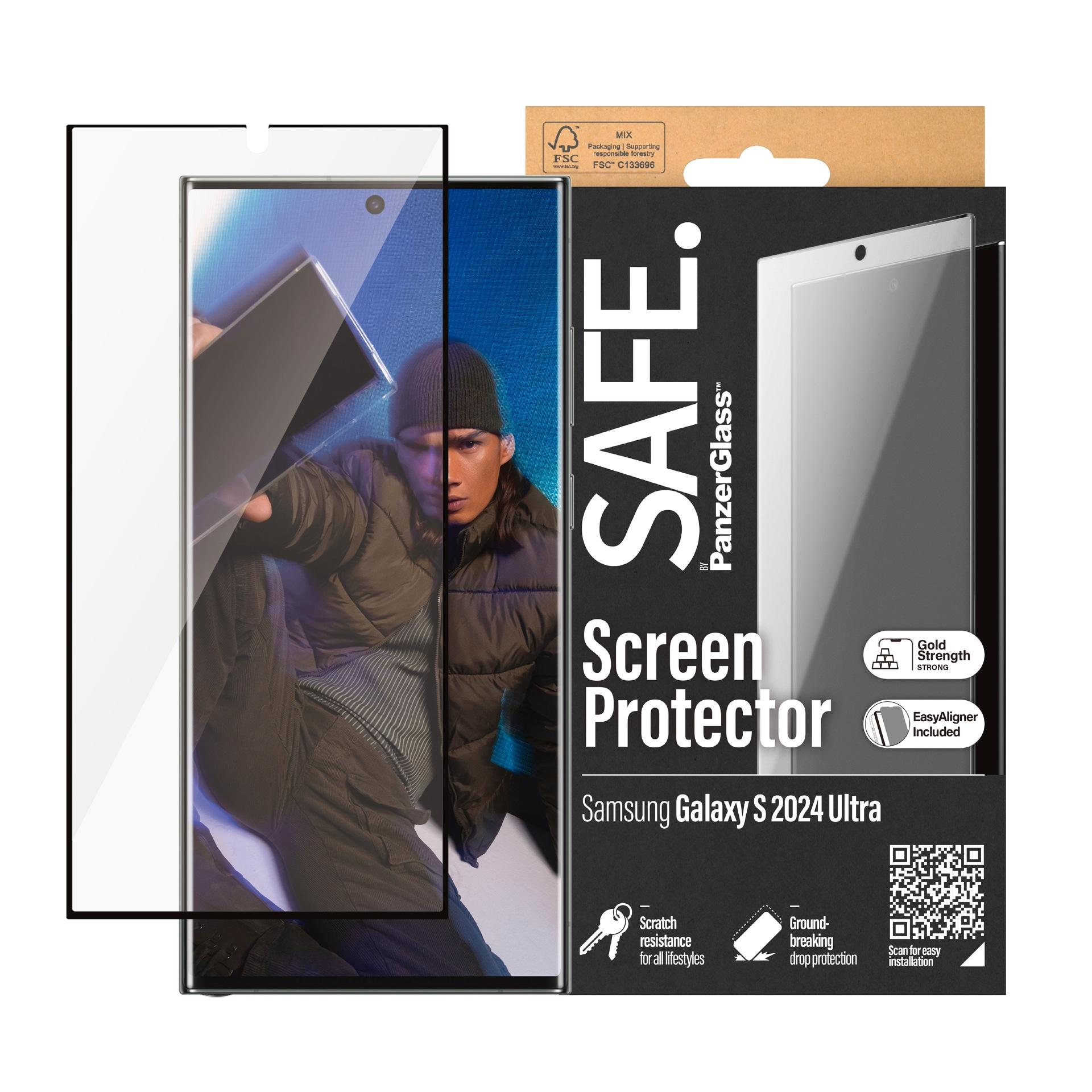 SAFE BY PANZERGLASS Displayschutzglas "Ultra Wide Fit Screen Protector", transparent, B:11cm H:1,5cm T:20mm, Displayfolien, Displayschutzfolie, stoßfe