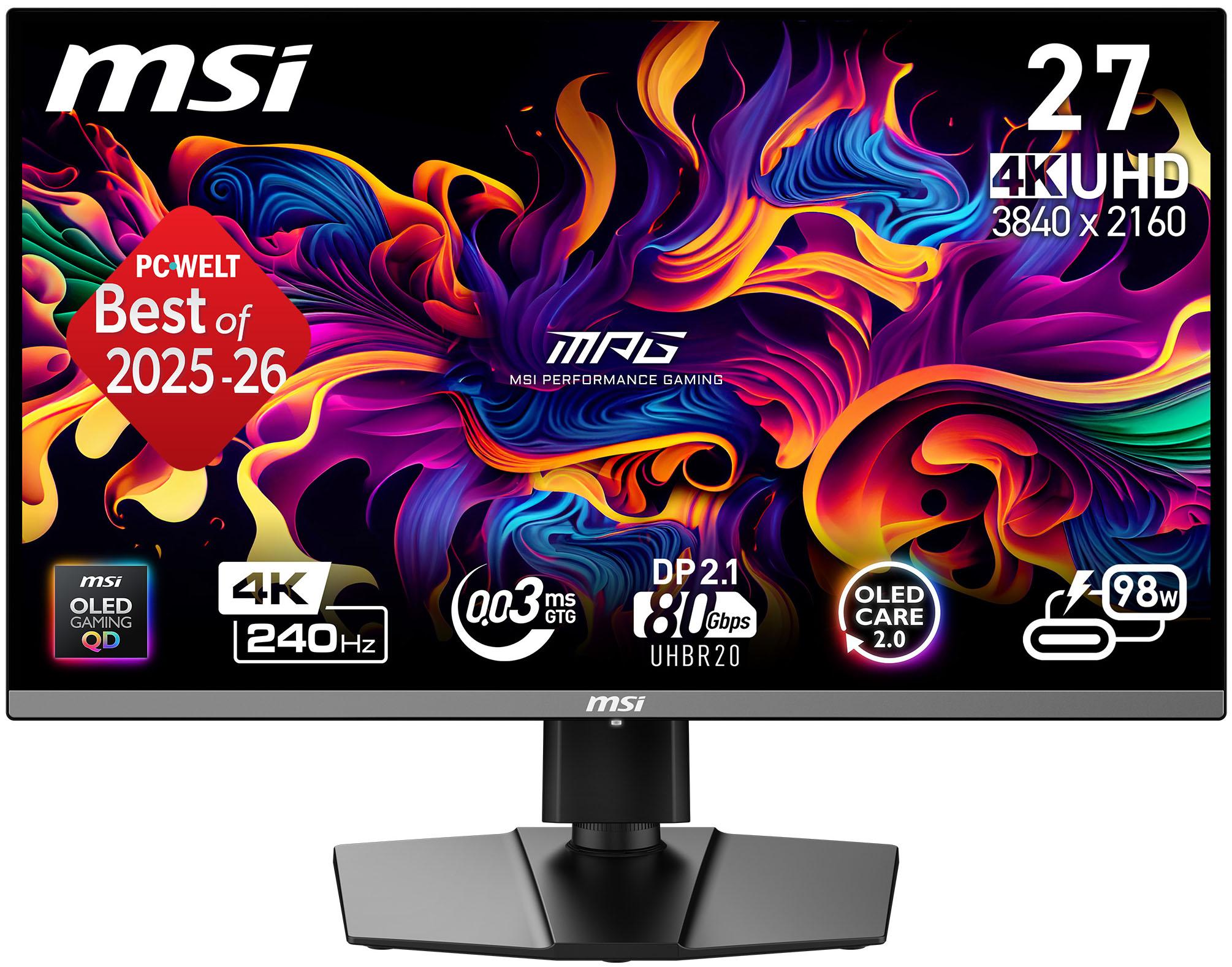 MSI OLED-Monitor “MPG 272URX QD-OLED”, Energieeffizienz: G (A-G), schwarz, B:61cm H:35,6cm T:6,9cm, Monitore