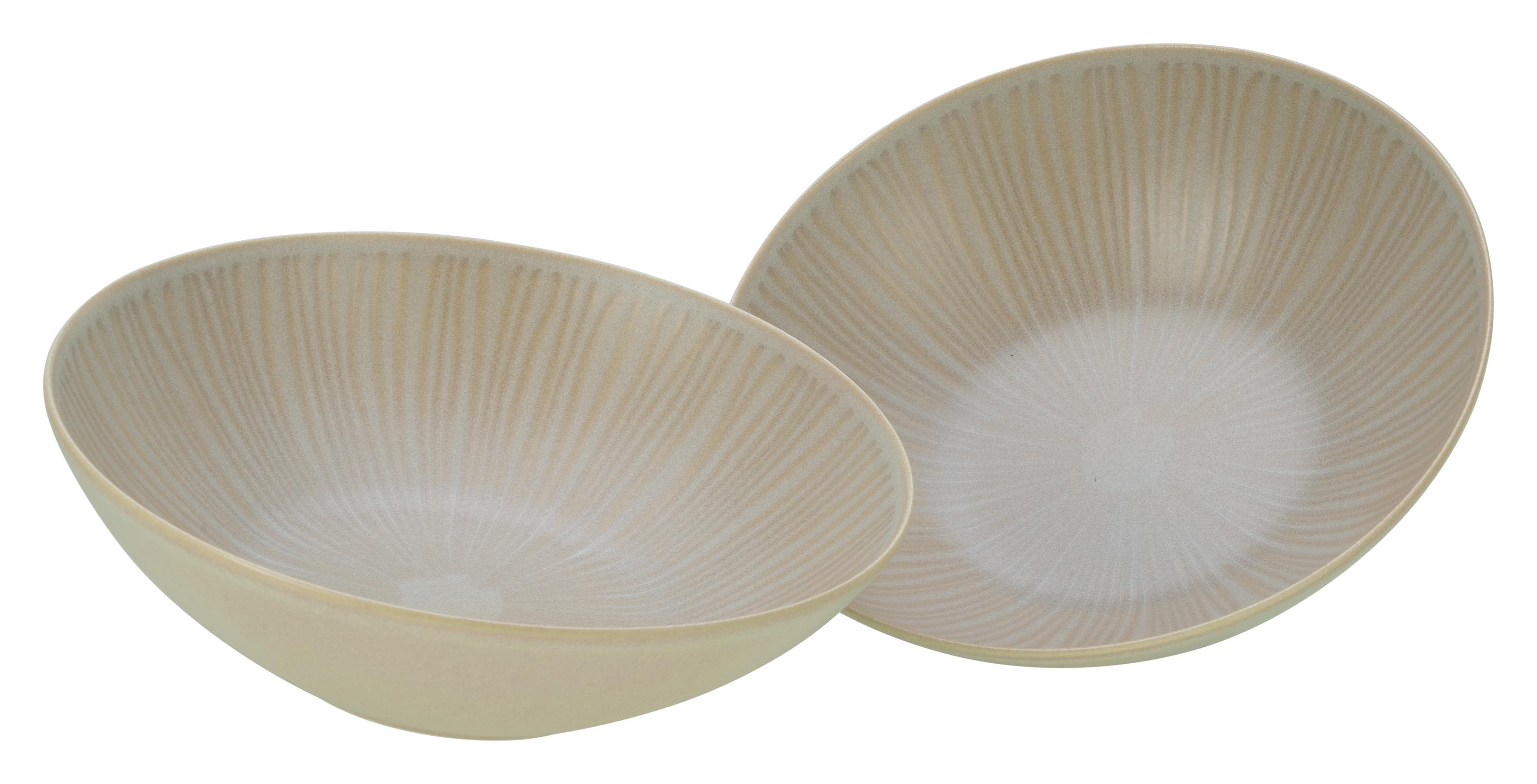 Salatschüssel CREATABLE "Vesuvio, Salatschüssel 24 cm 2er Set", beige (sand), Ø:24cm, Steinzeug, Schüsseln, Salatschüssel, Seidenmatte Spezialglasur, 