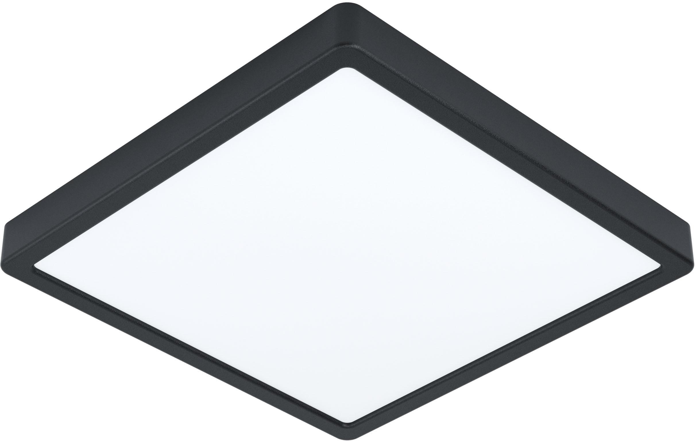EGLO Deckenleuchte "FUEVA 5 Deckenlampe, IP44, geringe Aufbauhöhe, 20 Watt, Quadrat", schwarz, H: 2,8cm, 1 Stk., Leuchten, Aufbauleuchte, Badezimmer, 