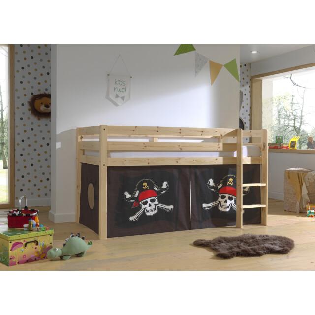 Lucevi pino halfhoogslaper h115cm + ladder + caribian pirates gordijntjes -