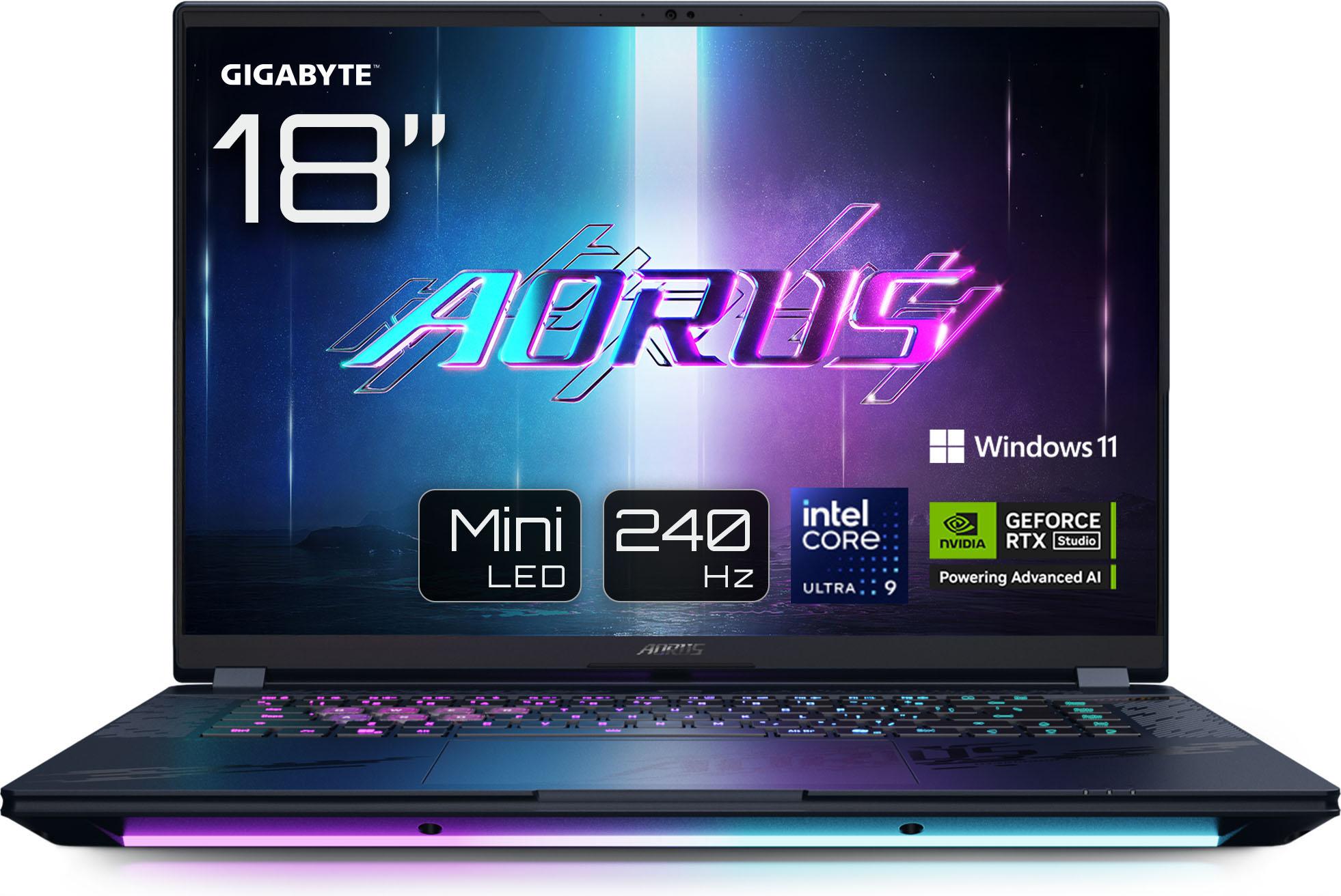 GIGABYTE Gaming-Notebook “Aorus Master 18 BZHC6DED42”, schwarz, 64 GB RAM 2.000 GB SSD, Core Ultra 9, MicrosoftWindows11, Notebooks