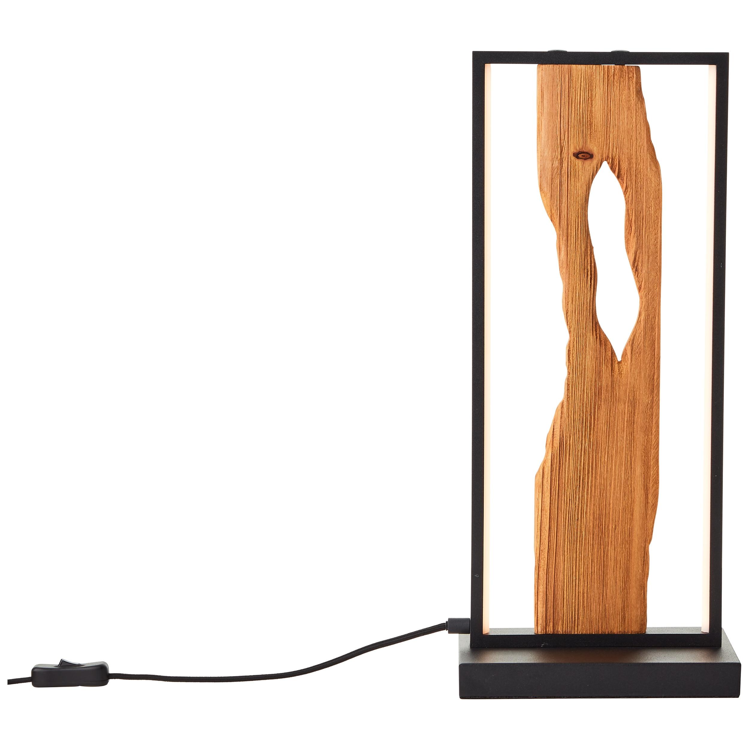 BRILLIANT LED Tischleuchte "Chaumont", schwarz (schwarz, holz), H: 50cm, Leuchten, Höhe 50 cm, 940 lm, Aluminium/Metall/Holz, schwarz/holz, LED Tischl