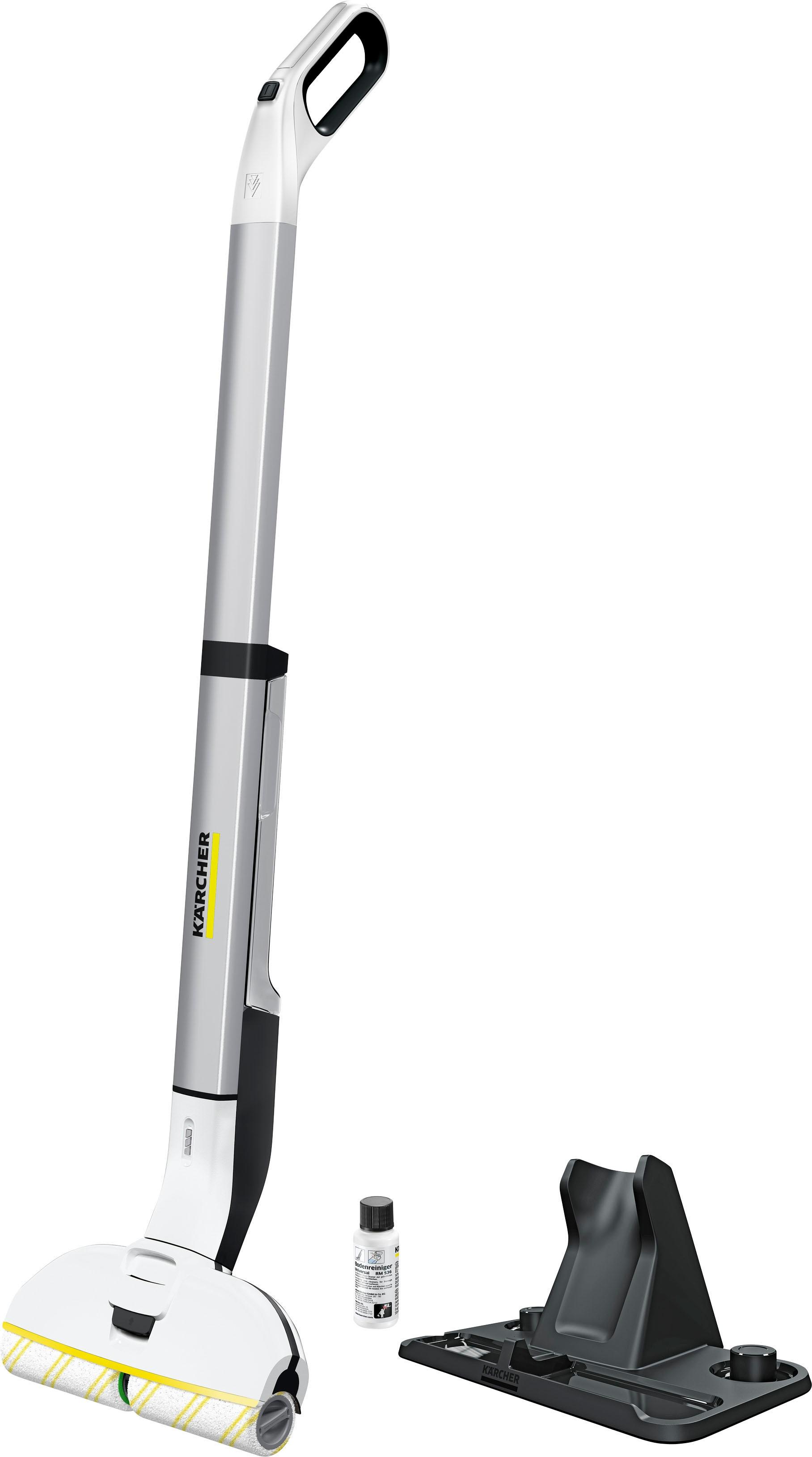 KÄRCHER Akku-Bodenstaubsauger "Kärcher Hartbodenreiniger EWM 2", schwarz-weiß (weiß, schwarz), B:22,6cm H:122cm T:30,5cm, Akkusauger, kabelloser Boden