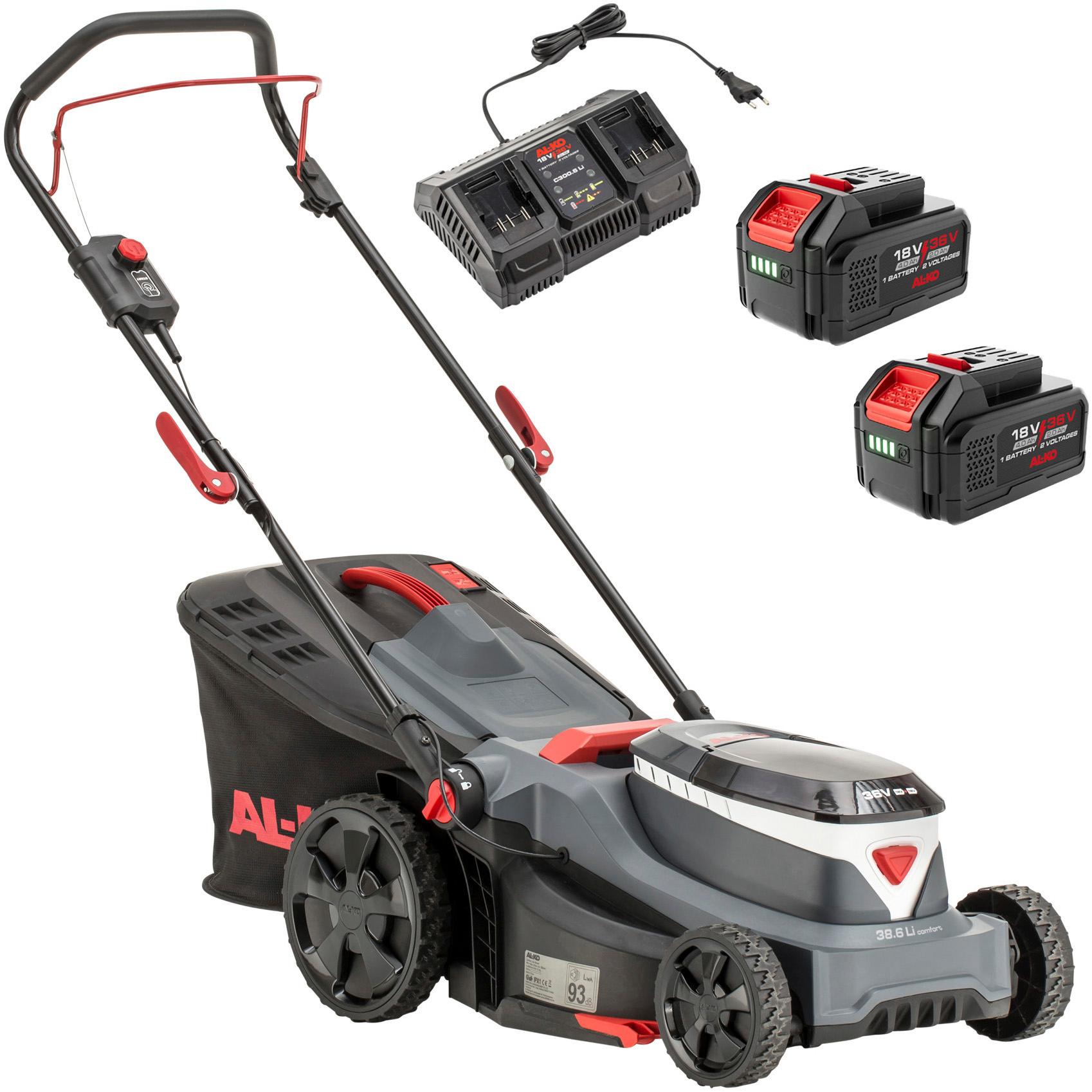 Akkurasenmäher AL-KO “38.6 Li COMFORT SET”, grau, B:44,5cm H:38,4cm T:75cm, Rasenmäher
