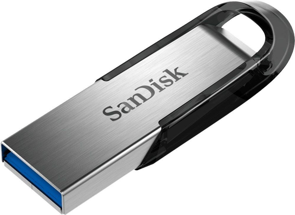 SANDISK USB-Stick "Ultra Flair USB 3.0", silber (silberfarben, schwarz), 64GB GB, USB-Sticks, USB-Stick