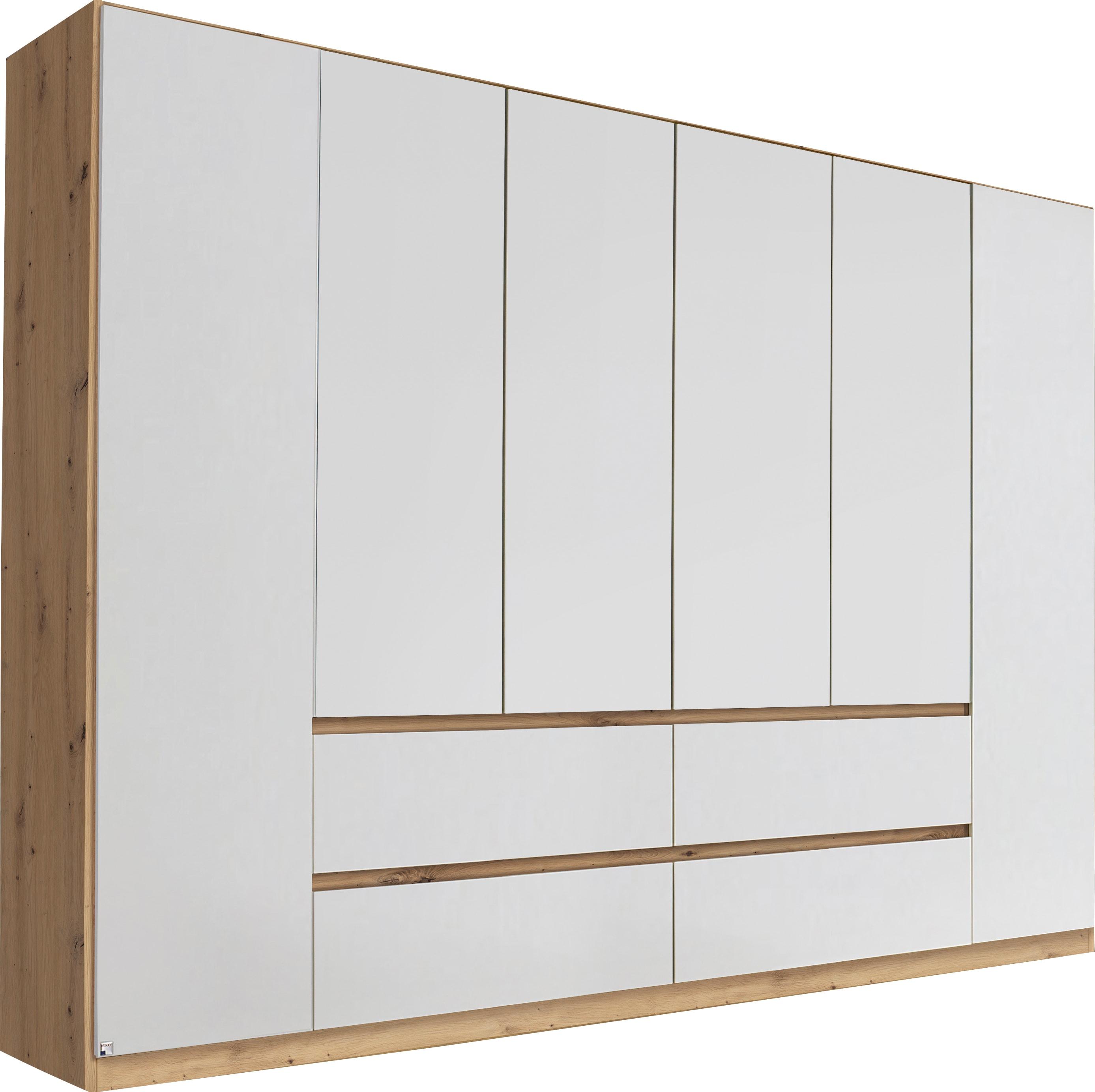 Drehtürenschrank RAUCH "Schrank Garderobe MAINZ Breiten 91/136/181/226/271/315/360, Höhe 210cm", weiß (eiche artisan, alpinweiß), B:271cm H:210cm T:54