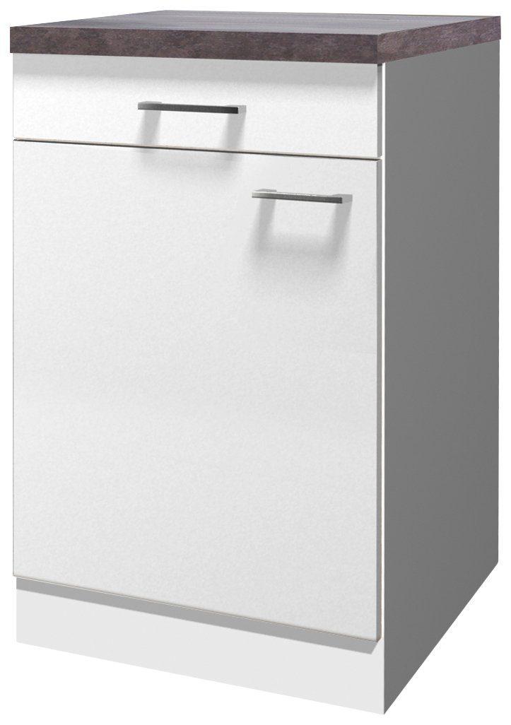 Unterschrank FLEX-WELL "Lucca", weiß (weiß matt, caledonia), B:50cm H:85cm T:57cm, Holzwerkstoff, Schränke, Unterschrank, (B x H x T) 50 x 85 x 60 cm