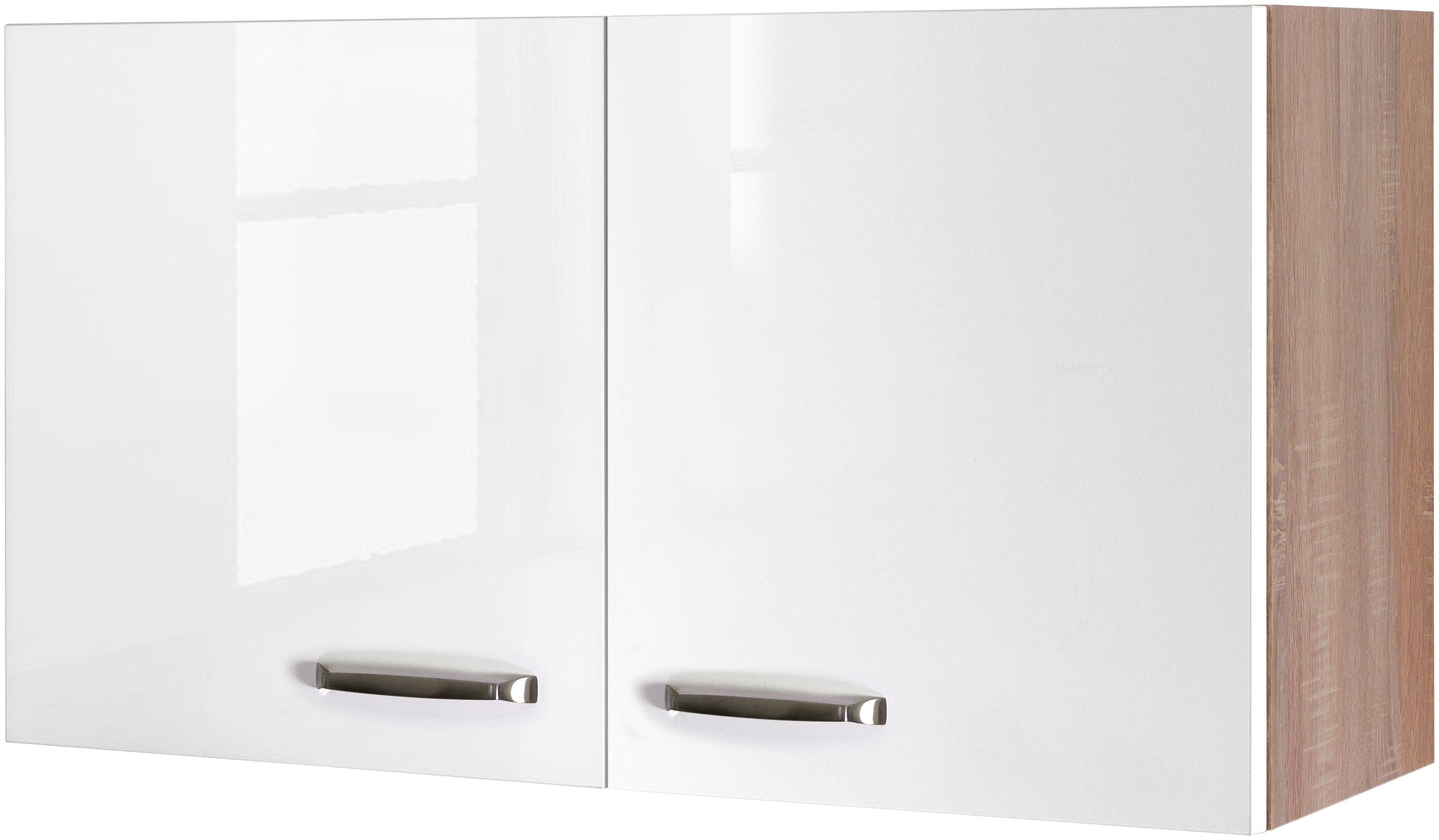 Hängeschrank FLEX-WELL "Florenz", weiß (hochglanz weiß, sonoma eiche), B:100cm H:54cm T:32cm, Holzwerkstoff, Schränke, Hängeschrank, (B x H x T) 100 x