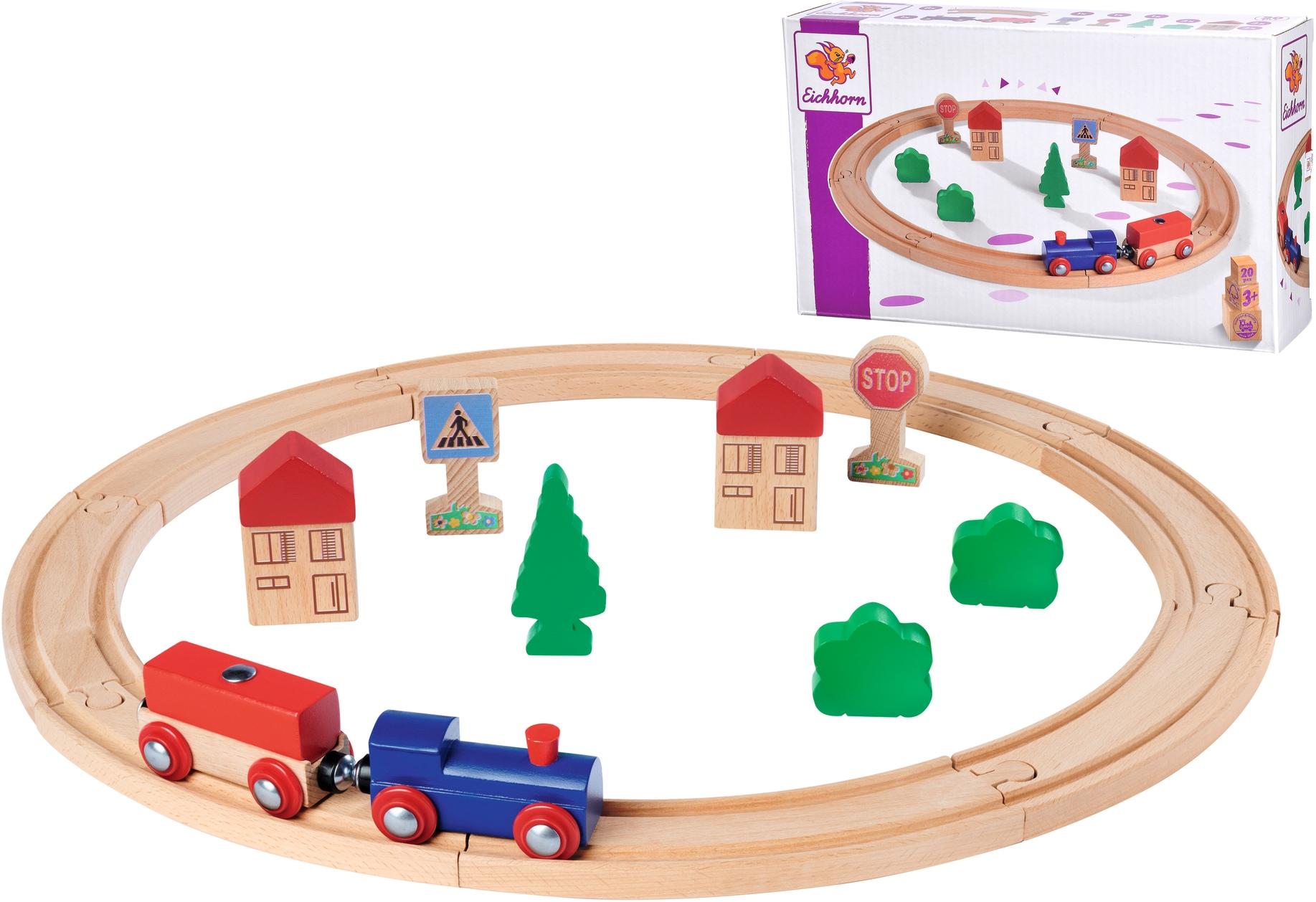 Spielzeug-Eisenbahn EICHHORN "Kreis", bunt, Spielzeugfahrzeuge, Kinder, Holz, Spielzeug-Eisenbahn
