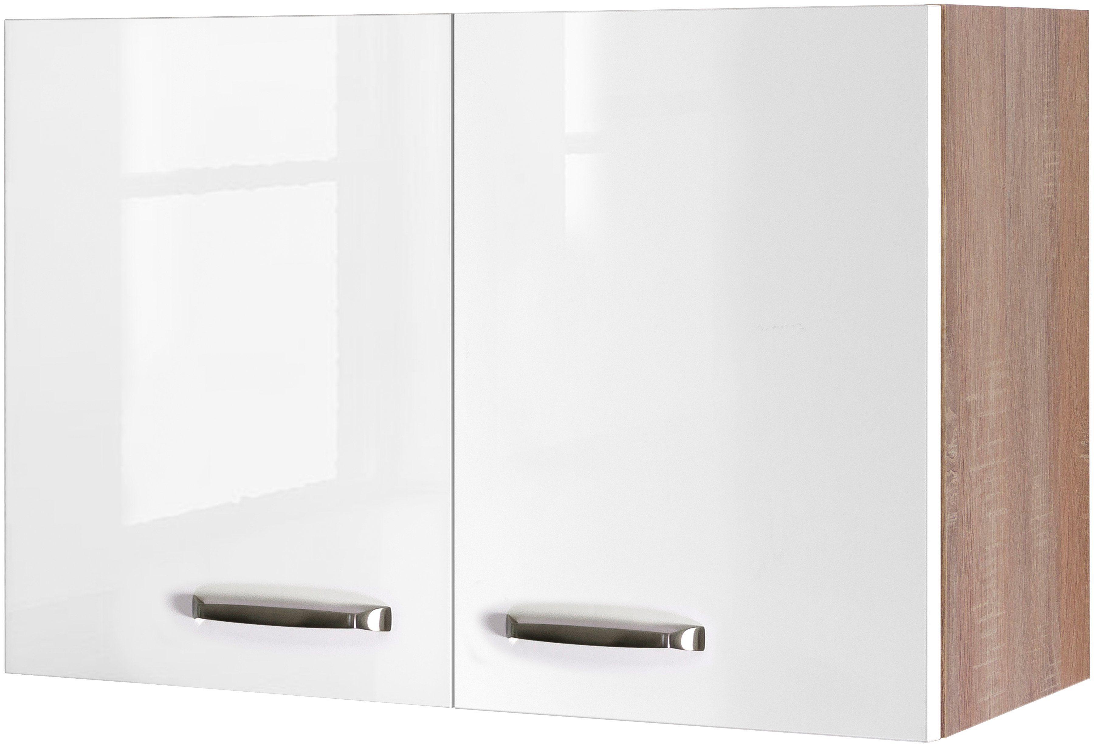 Hängeschrank FLEX-WELL "Florenz", weiß (hochglanz weiß, sonoma eiche), B:80cm H:54cm T:32cm, Holzwerkstoff, Schränke, Hängeschrank, (B x H x T) 80 x 5