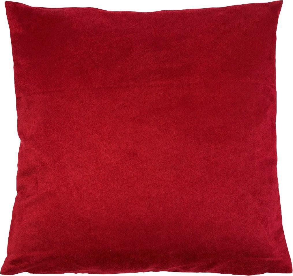 Dekokissen GÖZZE "Alcatraz", rot (rot, unifarben), B:50cm L:50cm, Obermaterial: 100% Polyester, Dekokissen_Sitzkissen_Kissenhüllen, in