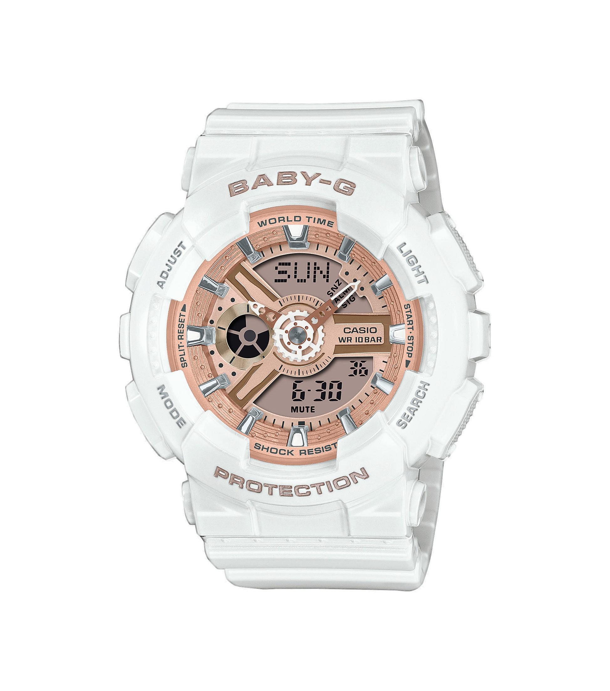 Chronograph CASIO BABY-G, rosa (weiß), Armbanduhren