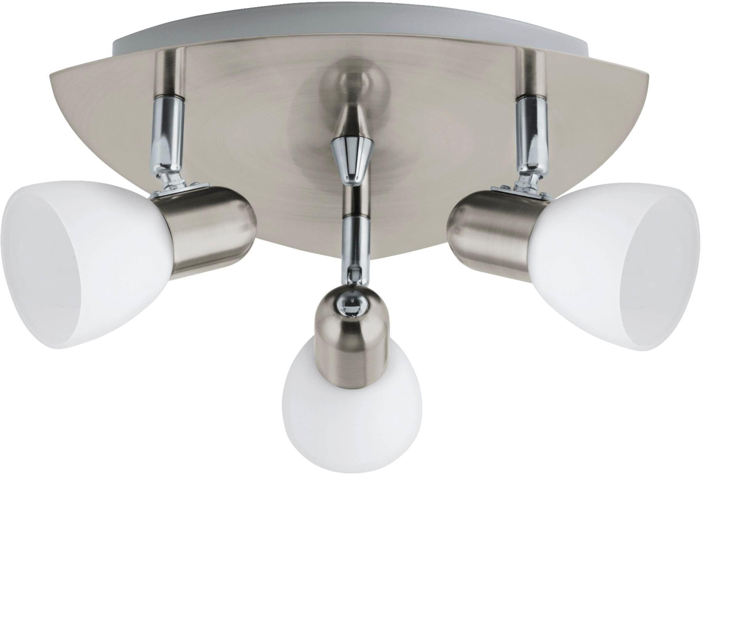 EGLO Deckenleuchte "Enea Deckenlampe, Deckenstrahler aus Metall und Glas, E14, Lampe", silberfarben, 3, Ø 26,5cm, 1 Stk., Leuchten, Spot - Ø26,5 cm - 
