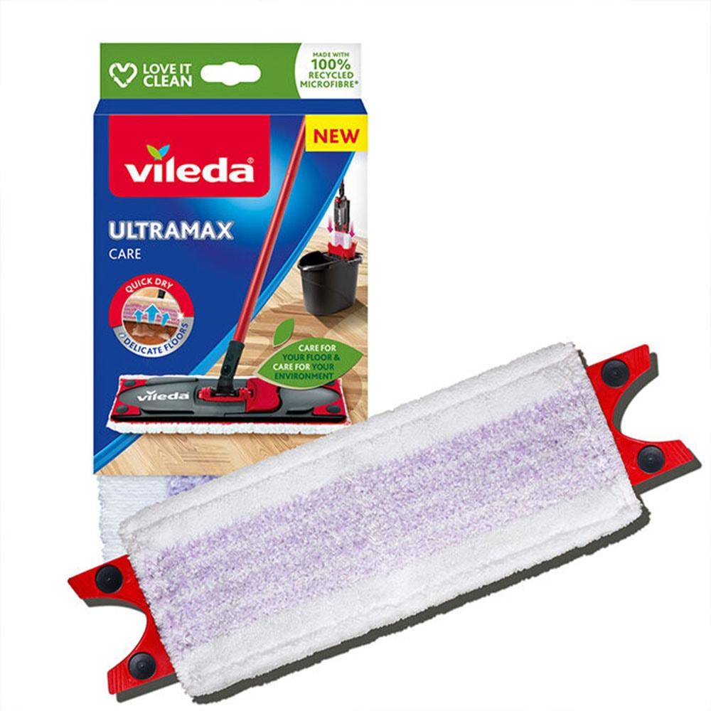 Wischbezug VILEDA "Vileda ULTRAMAX Care Ersatzbezug", weiß (weiß, rosa), B:14cm H:27,5mm T:2,5cm, gewirkt, Mikrofaser, Putztücher, Wischbezug, aus 100