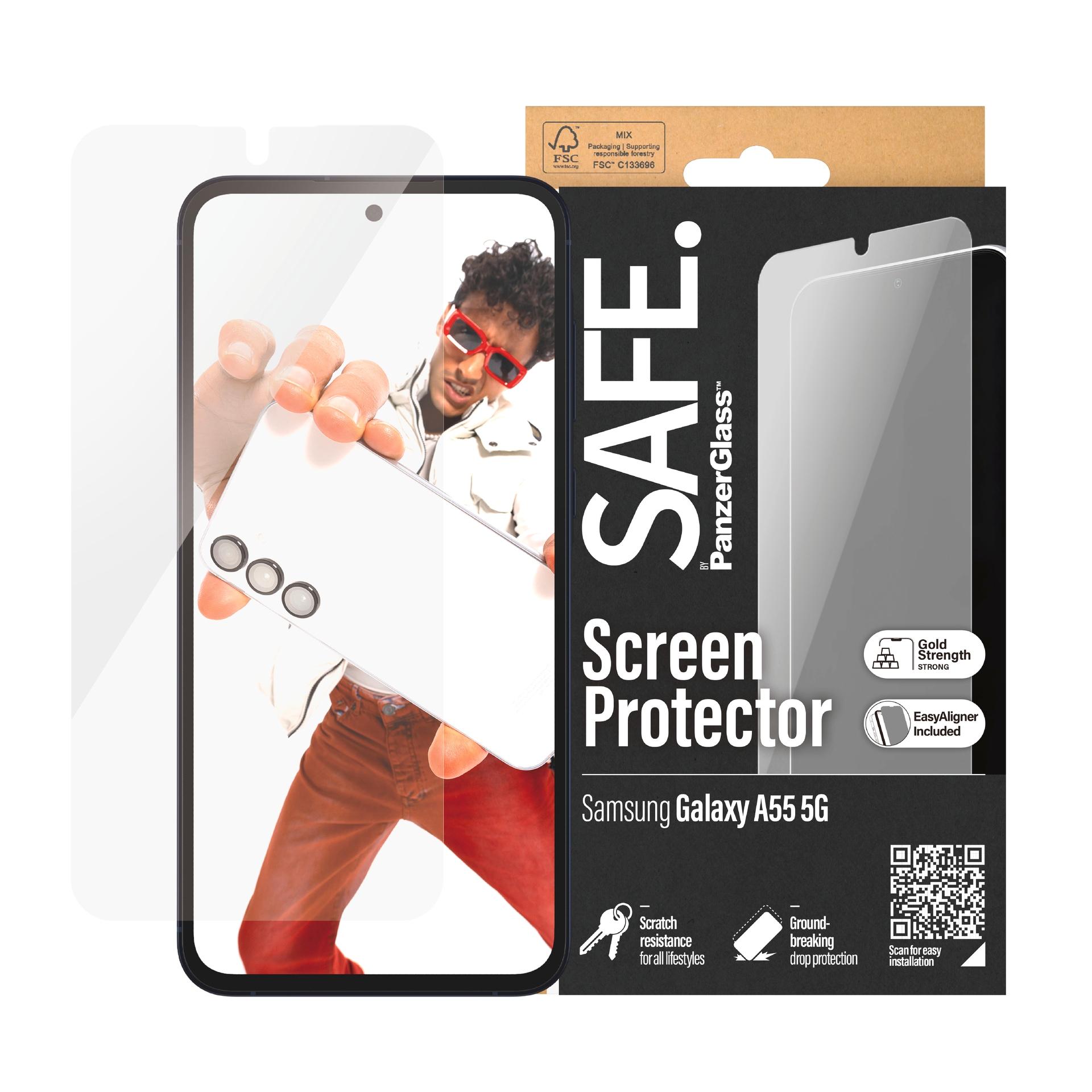 SAFE BY PANZERGLASS Displayschutzglas "Ultra Wide Fit Screen Protector", transparent, B:11cm H:1,5cm T:20mm, Displayfolien, Displayschutzfolie, Displa