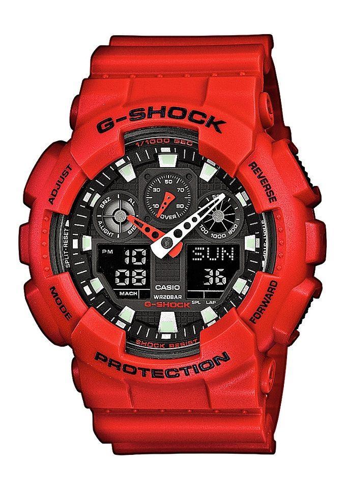 Chronograph CASIO G-SHOCK, rot (rot, schwarz), Armbanduhren