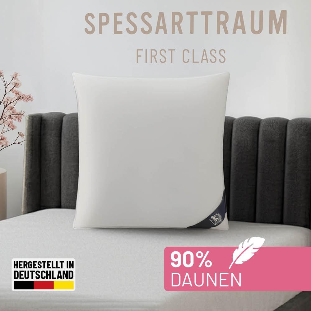 Daunenkissen SPESSARTTRAUM "FIRST CLASS, Kopfkissen 1-tlg. oder 2-tlg. 40x80 oder 80x80 cm", weiß, B:60cm L:60cm, Bezug: 100% Baumwolle. Füllung:
