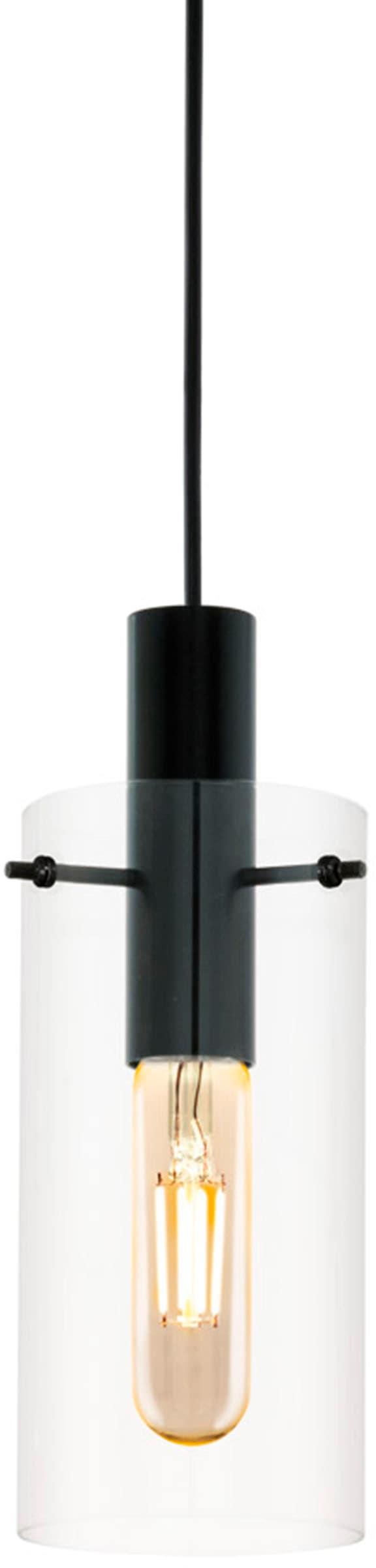 EGLO Hängeleuchte "MONTEFINO Pendellampe, Stahl und Glas, Esstischlampe, E27, IP20, Lampe", schwarz (schwarz, transparent), 1, Ø 11cm H: 110cm, 1 Stk.